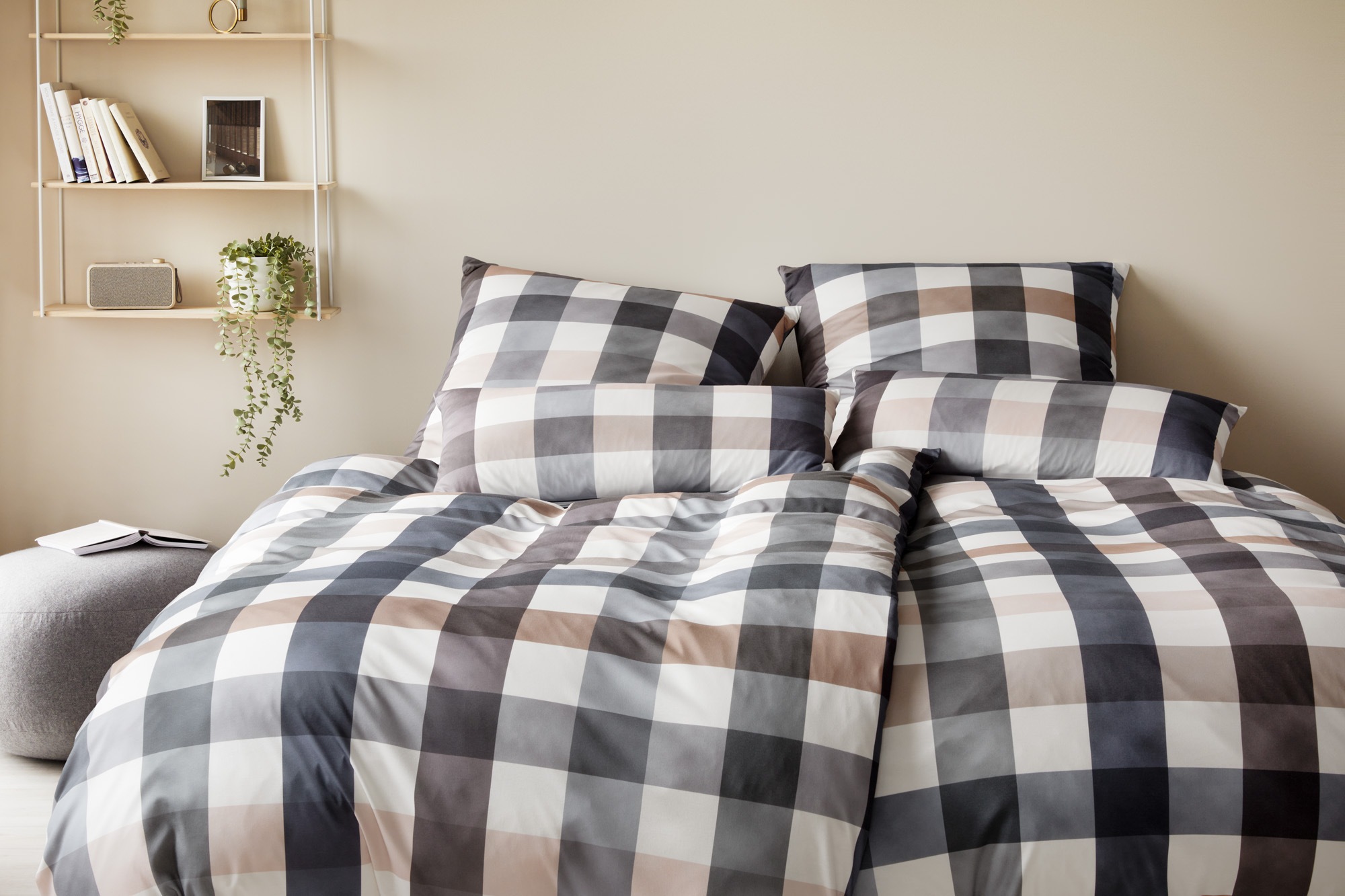 Elegante Bettwäsche "Kuschel Karo" 2 Stk. angenehmes Hautgefühl günstig online kaufen