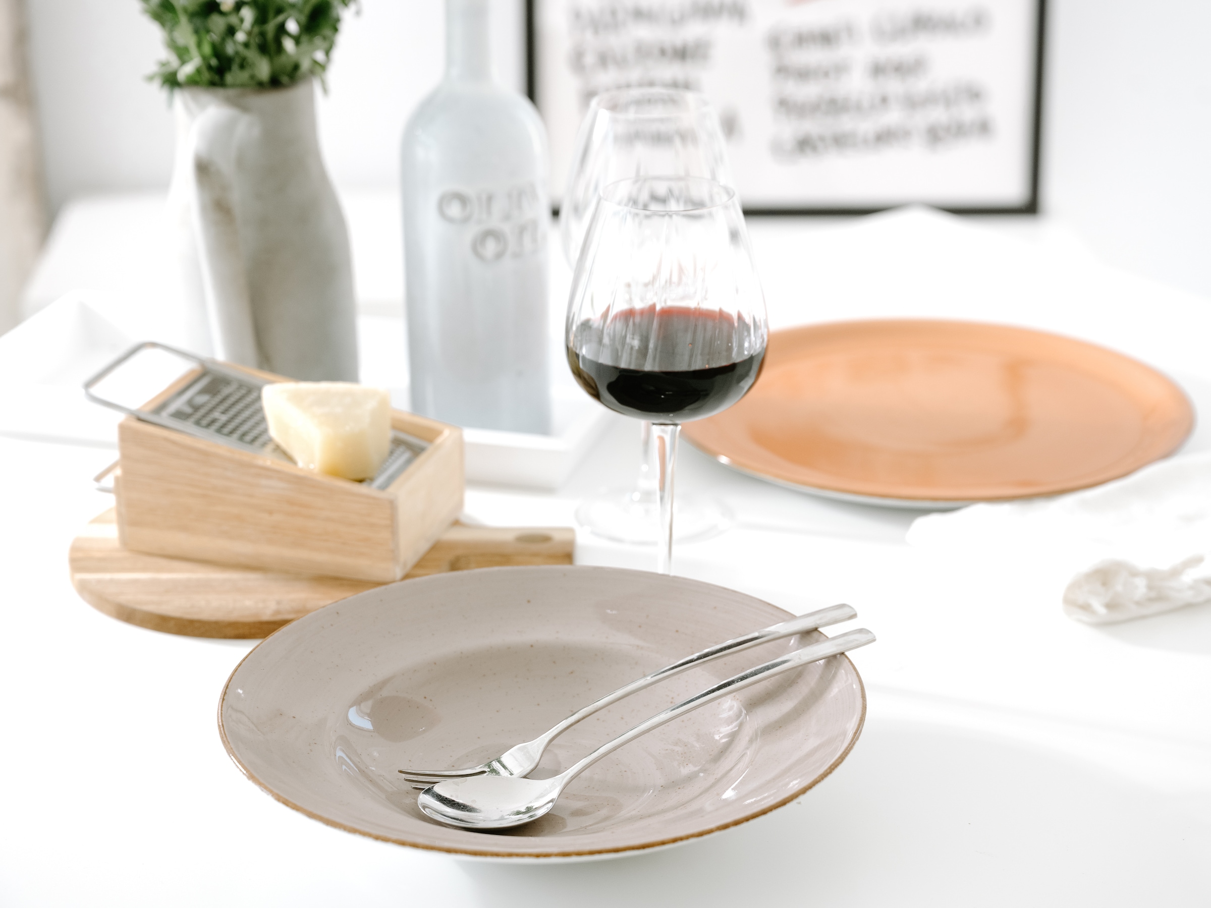 CreaTable Pastateller »Essteller VINTAGE NATURE«, (Set, 4 St.), Teller Set für 4 Personen, Porzellan