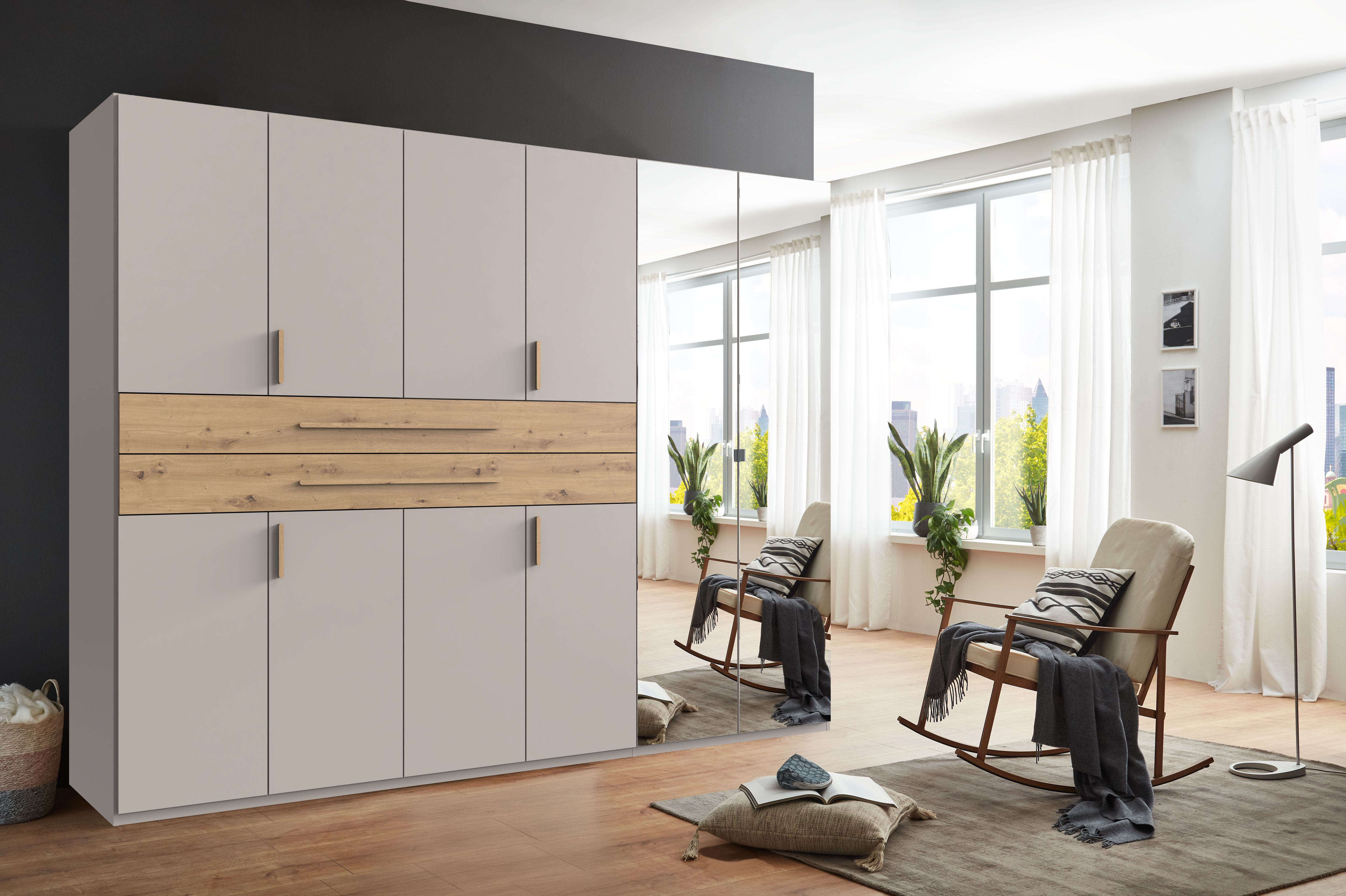 Wimex "Digit Kleiderschrank wahlweise mit oder ohne Spiegel" Schlafzimmer Schrank Bestseller im modernem Design, erhältlich in den Breiten 225cm oder 270cm (mit 8 oder 10 Türen)