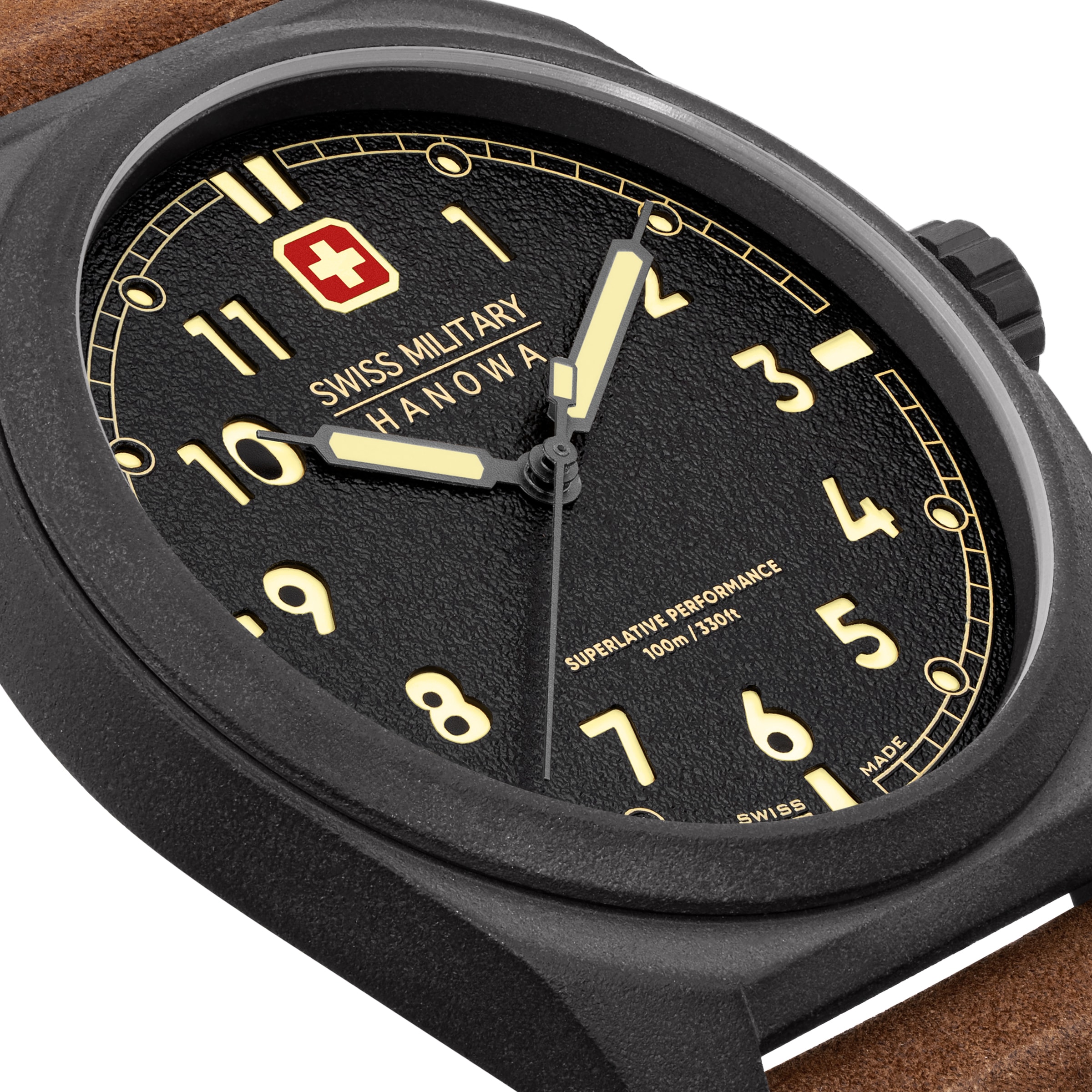 Swiss Military Hanowa Quarzuhr »Fieldmaster« Armbanduhr, Herrenuhr, Swiss Made, Lederarmband, analog