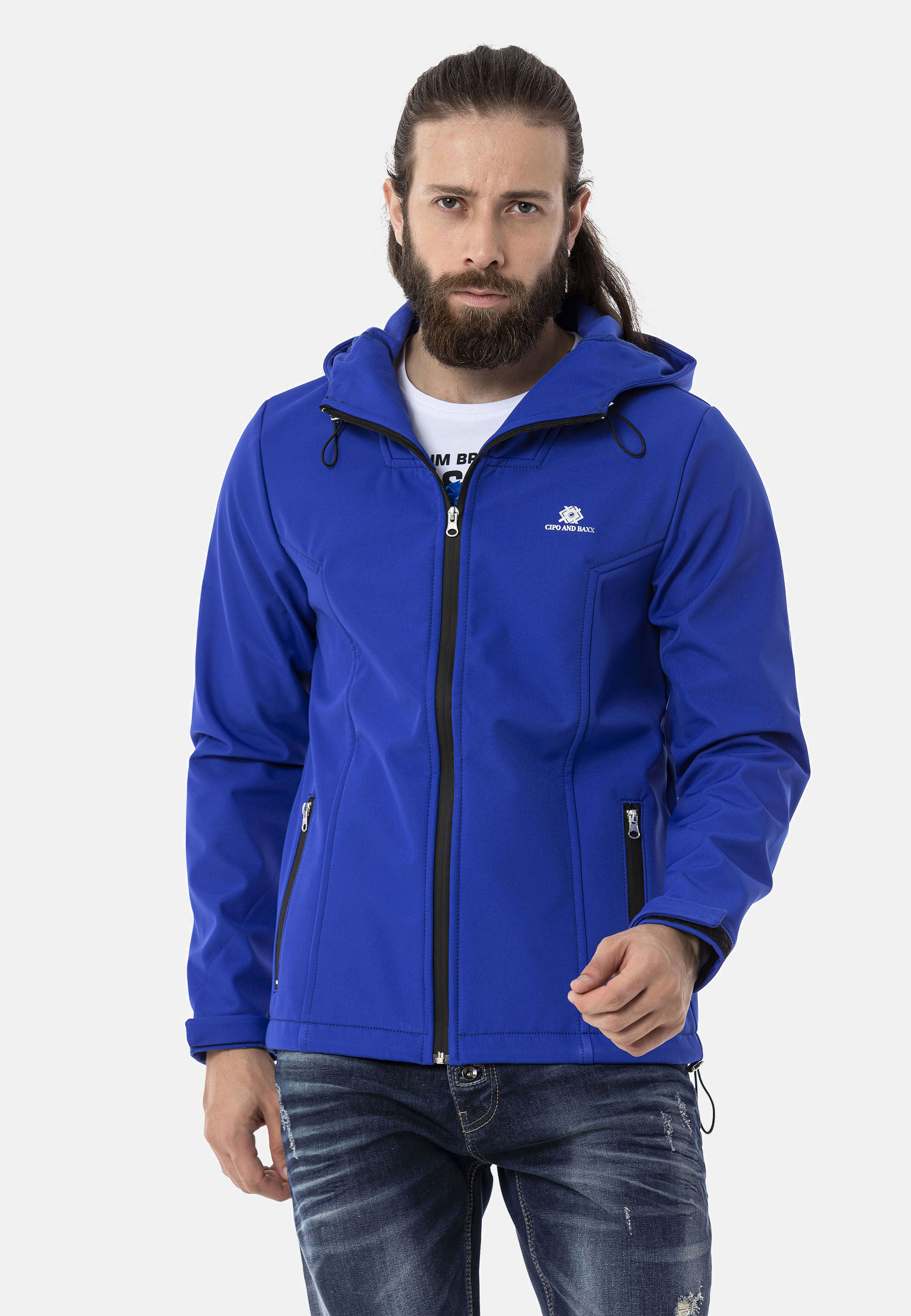 Cipo & Baxx Funktionsjacke ""CJ289"" mit Kapuze im unifarbenen Look