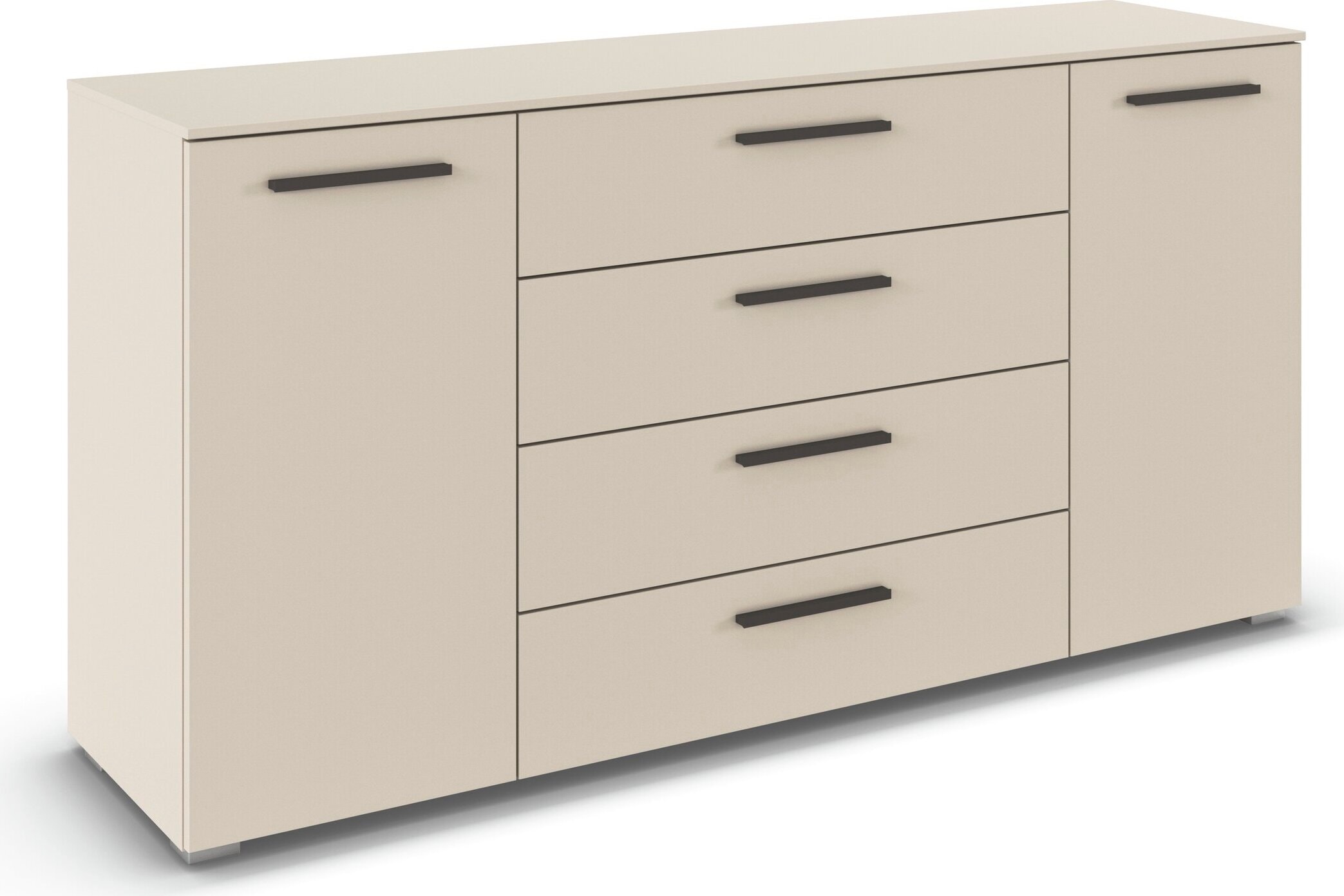 rauch Kombikommode "Sideboard Schubkommode Kommode MONTCLAR Front Dekor/Hochglanz/Glas" Breite 160 / Höhe 81 cm, 2 Einlegeböden, inkl. Soft-Close-Funktion, 2-türig, 4 geräumige Schubladen, viele Griffvarianten MADE IN GERMANY
