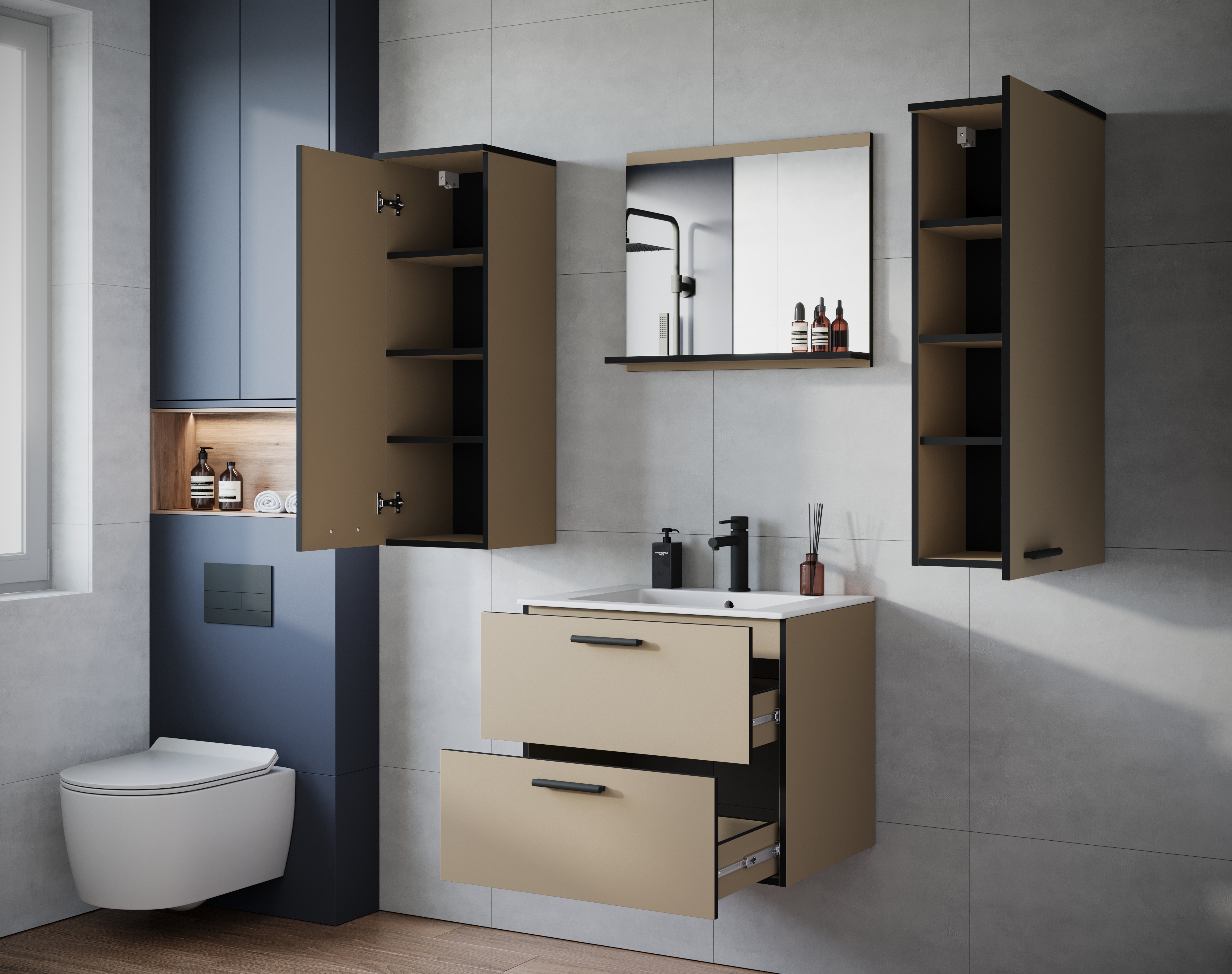 Thumbnail - welltime Badmöbel-Set "PILA" Set, 4 Stk. tlg.