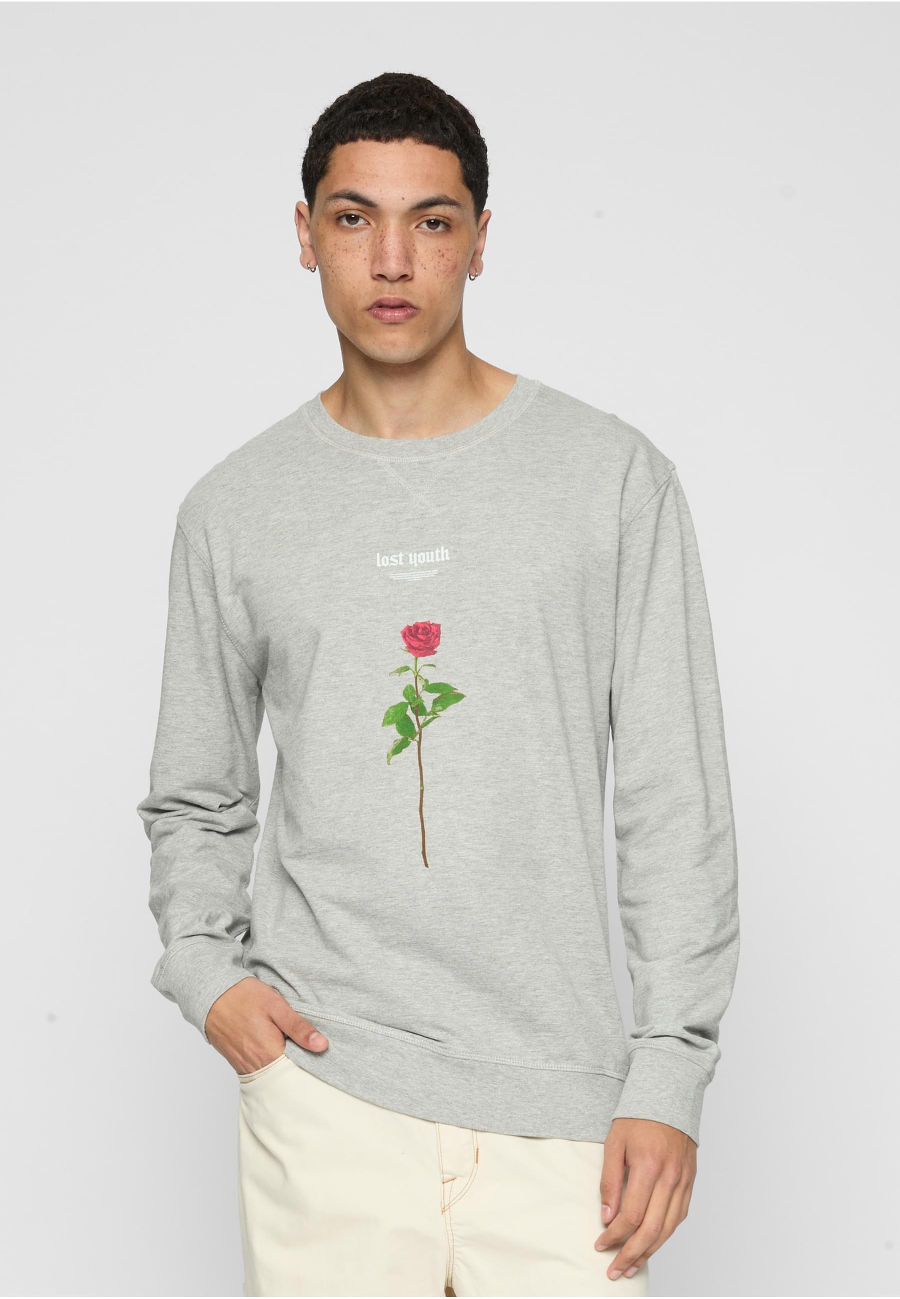MisterTee Rundhalspullover »MisterTee Herren Lost Youth Rose Crewneck«, (1 tlg.)