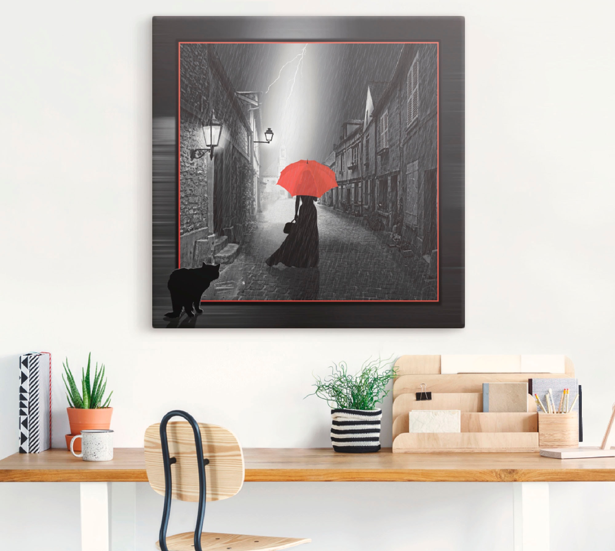 Artland Wandbild »Die Frau mit dem roten Schirm 2«, Frau, (1 St.), als Leinwandbild, Poster, Wandaufkleber in verschied. Größen