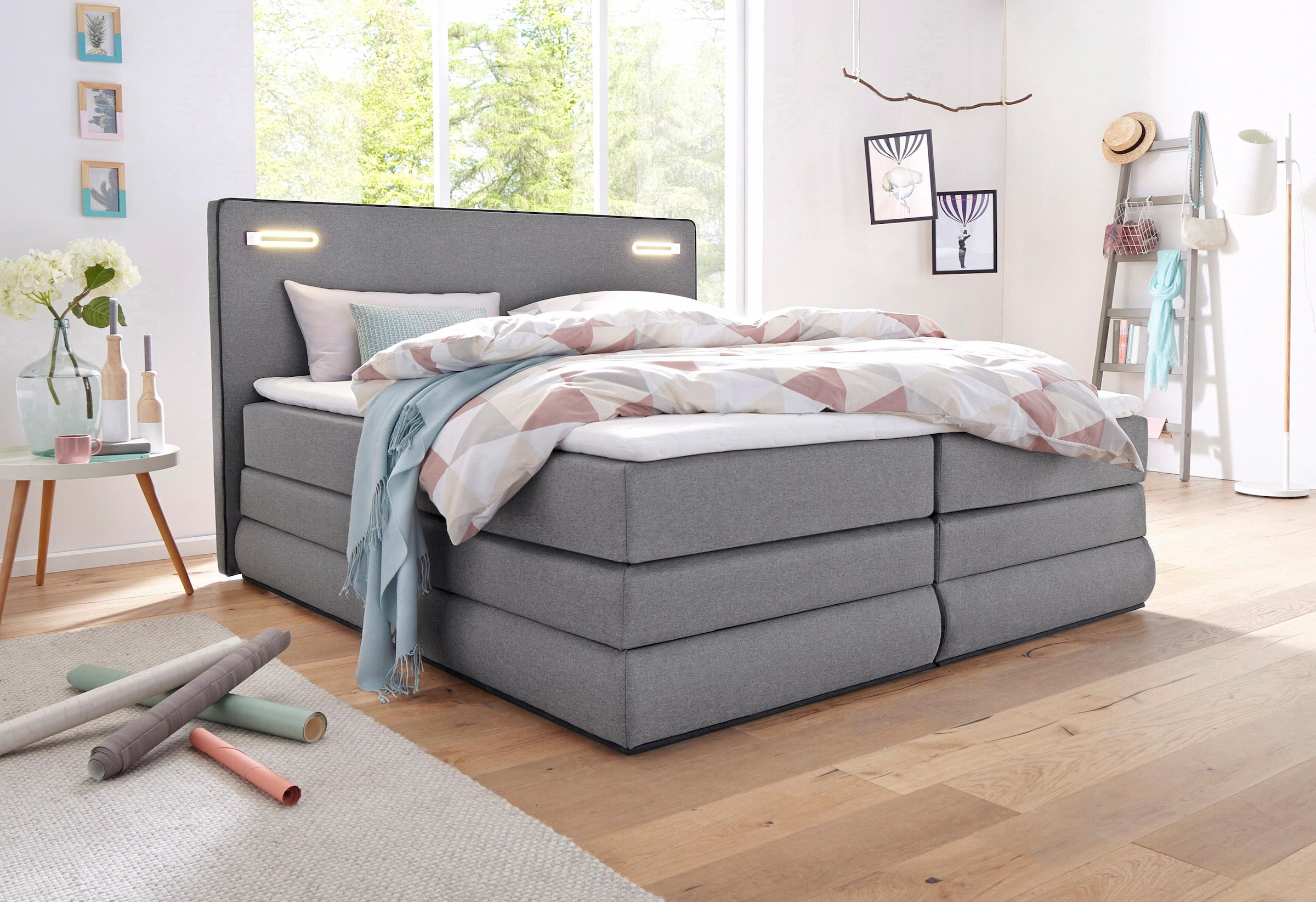 Boxspringbett »Rubona«, inkl. Bettkasten, LED-Beleuchtung und Topper