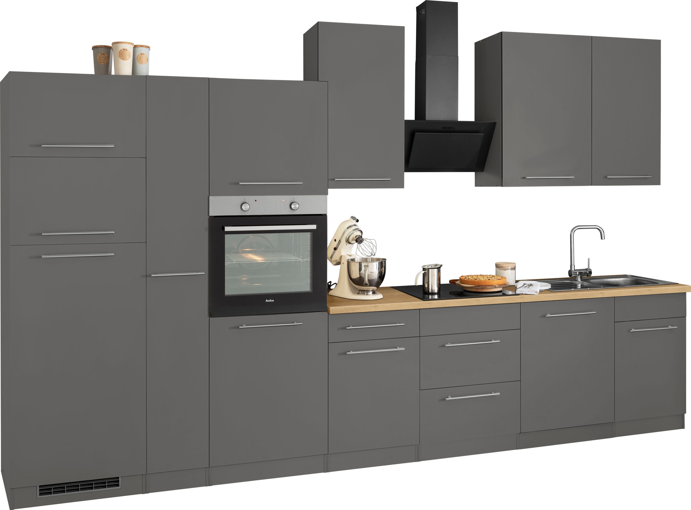 wiho Küchen Küchenzeile »Unna«, mit E-Geräten, Breite 370 cm