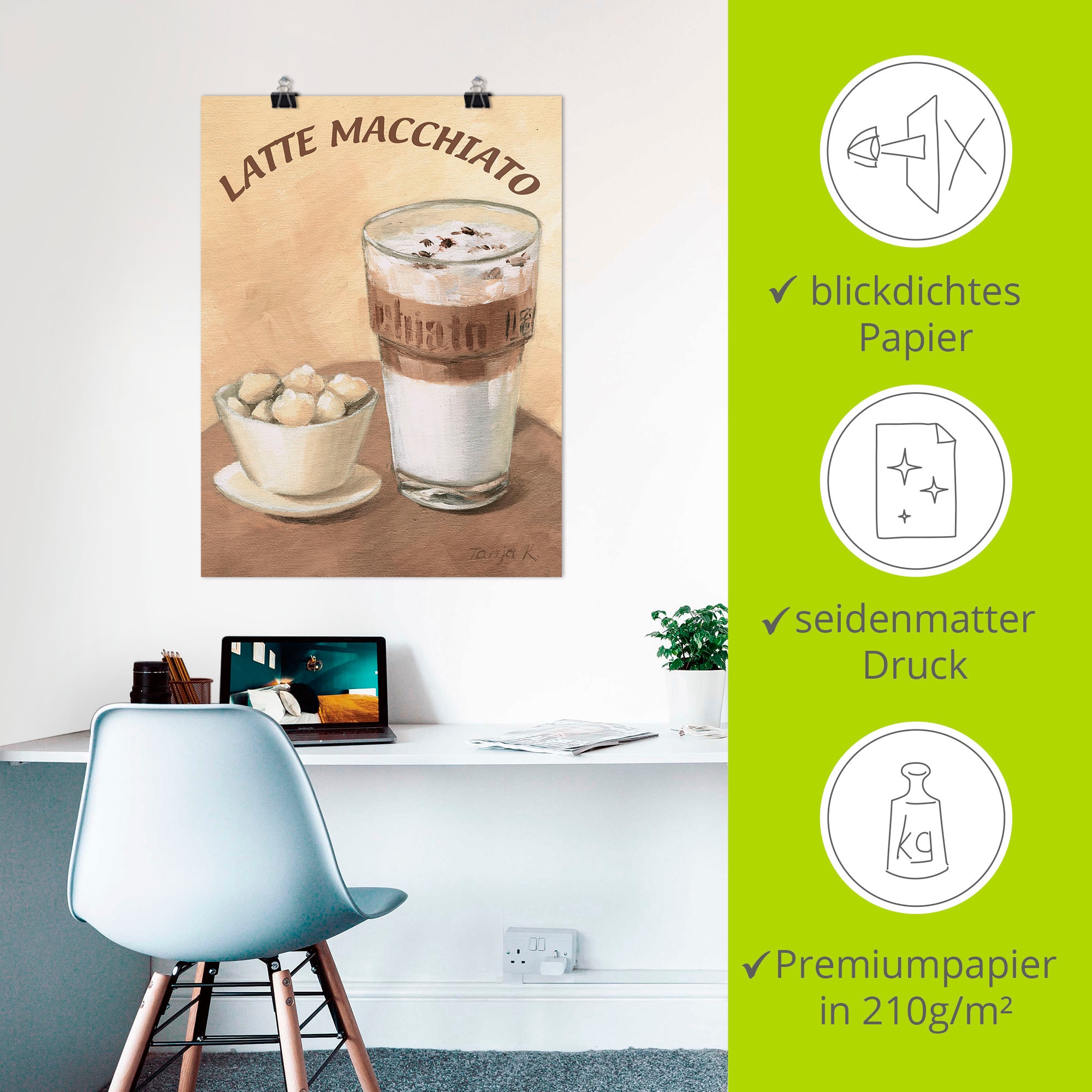 Artland Wandbild »Latte Macchiato«, Getränke, (1 St.), als Leinwandbild, Poster, Wandaufkleber in verschied. Größen