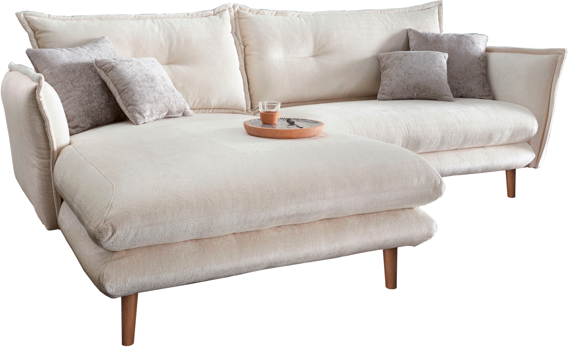 INOSIGN Ecksofa »Lazio modern und bequem, schmale Armlehnen, tolle Detailverarbeitung«, zwei verschiedene Fußfarben wählbar