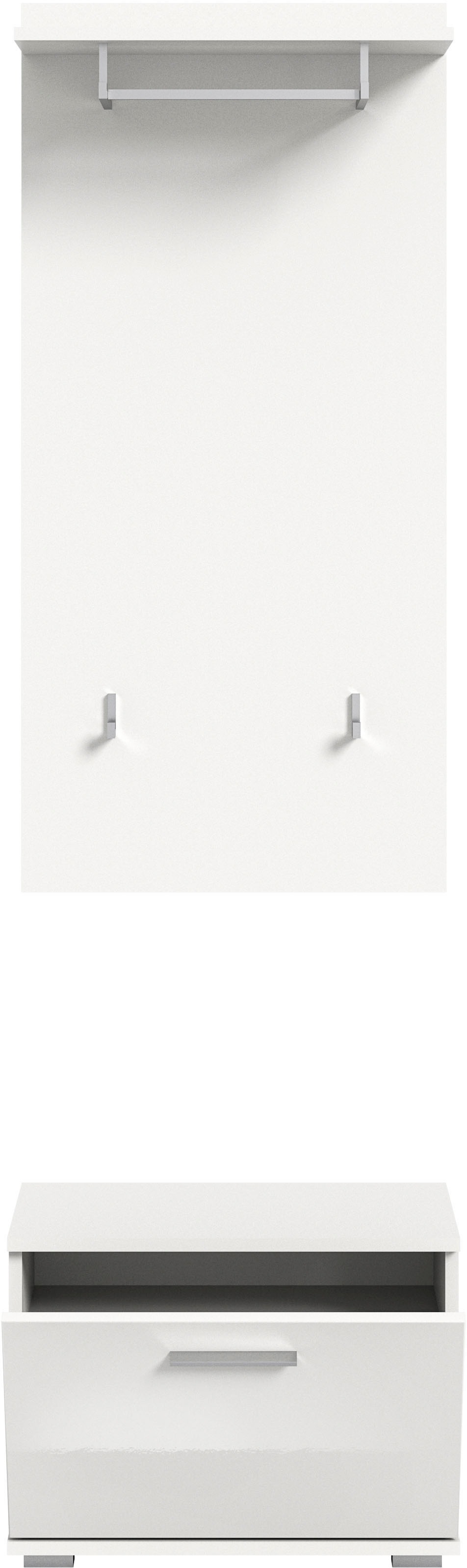 INOSIGN Garderoben-Set »Valge, Breite 55cm, 2-tlg. Set, best. aus: Sitzbank & Garderobenpaneel«, (2 St.), Garderobenkombination, Dielen Set, Flur Set, Kombination