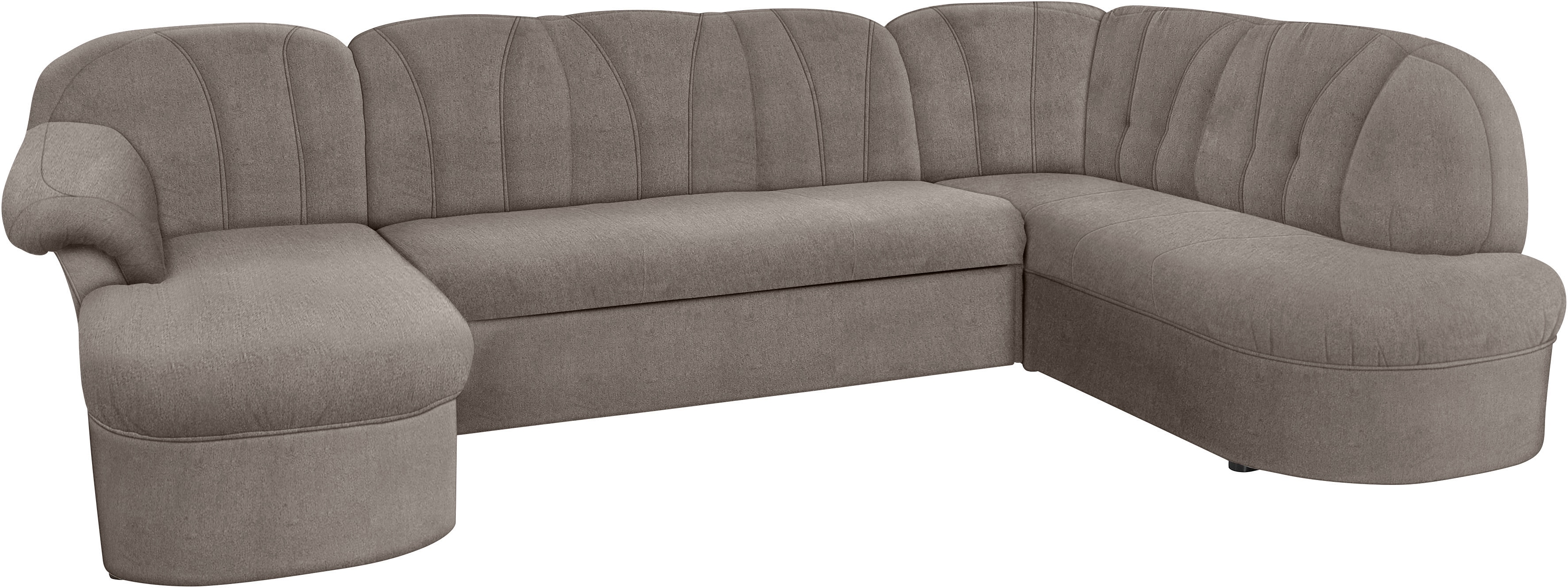 DOMO collection Wohnlandschaft "Pegnitz, zeitlos&modern, elegante Rückensteppung, Breite 292cm, U-Form" wahlweise mit Bettfunktion