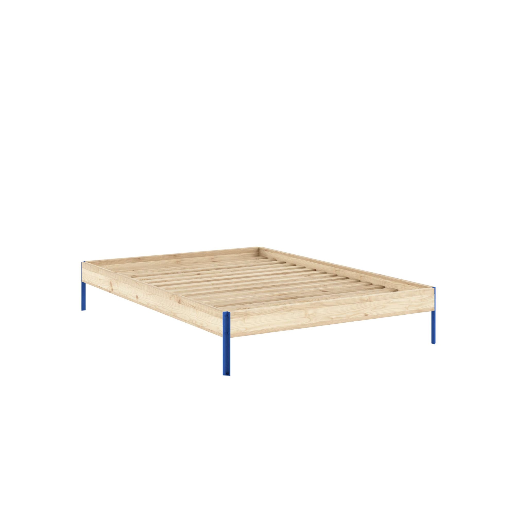 Bettgestell KARUP DESIGN, B:146cm H:34cm L:206cmraw, vivid blau, Betten, "CORE BED Bodenbett, Holzrahmen, Futonbett, Jugendbett, Holzbett",