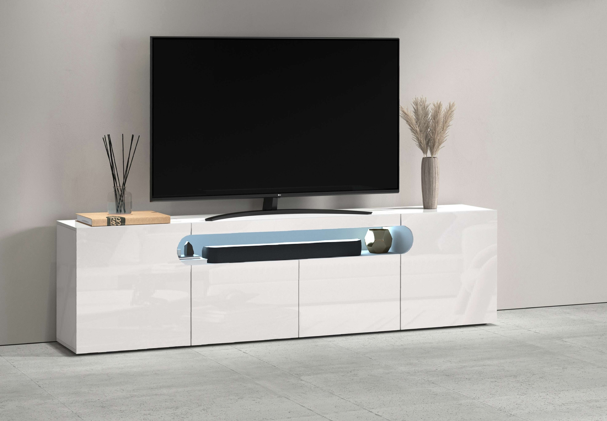 OTTO home Lowboard "REAL,Lowboard,TV-Kommode,TV-Möbel,TV-Bank" 1 Stk. tlg. Mit 4 Türen, davon 2 abgerundet, die ein ovales offenes Fach bilden