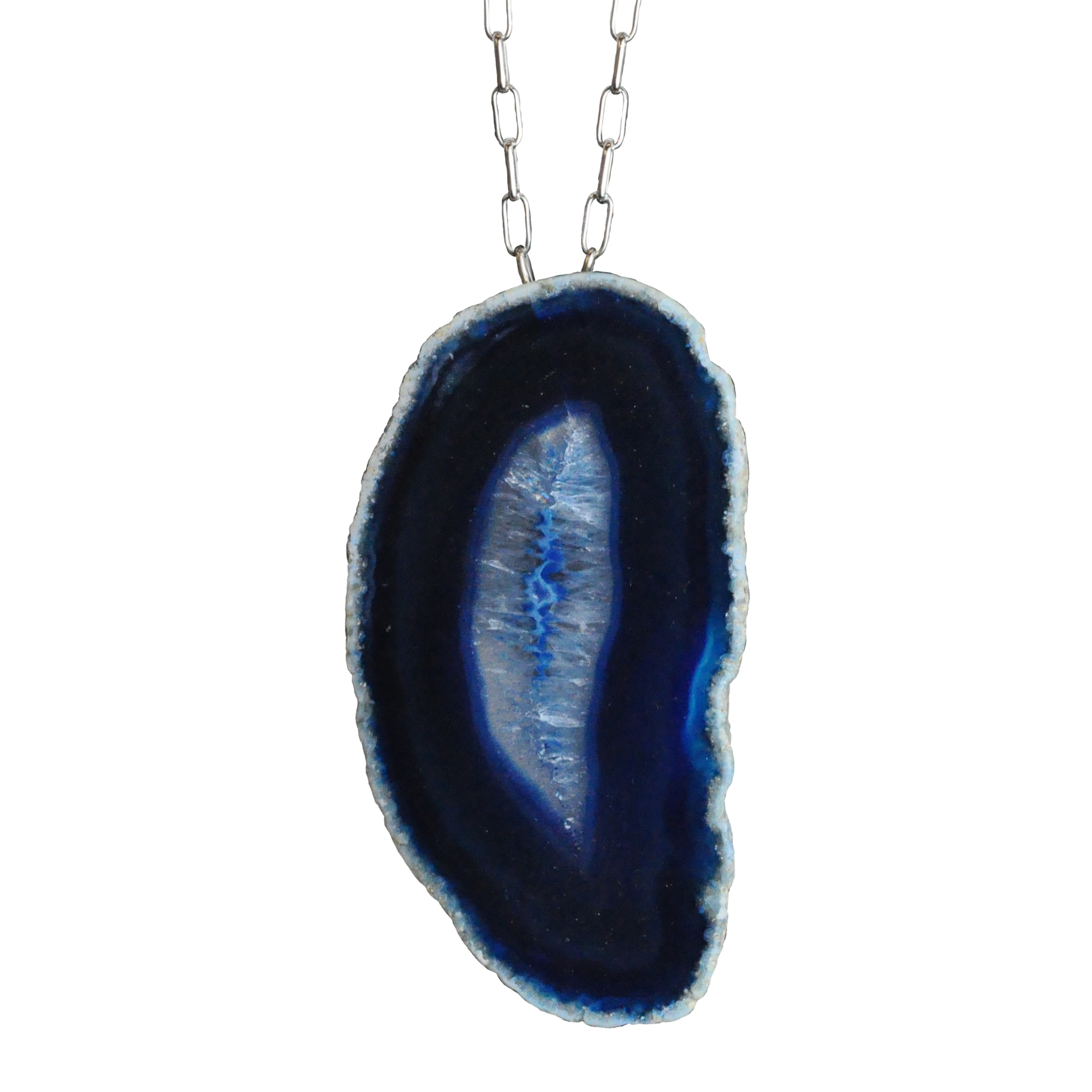 Steuer Kette mit Anhänger »Achat-Anhänger blau oval«