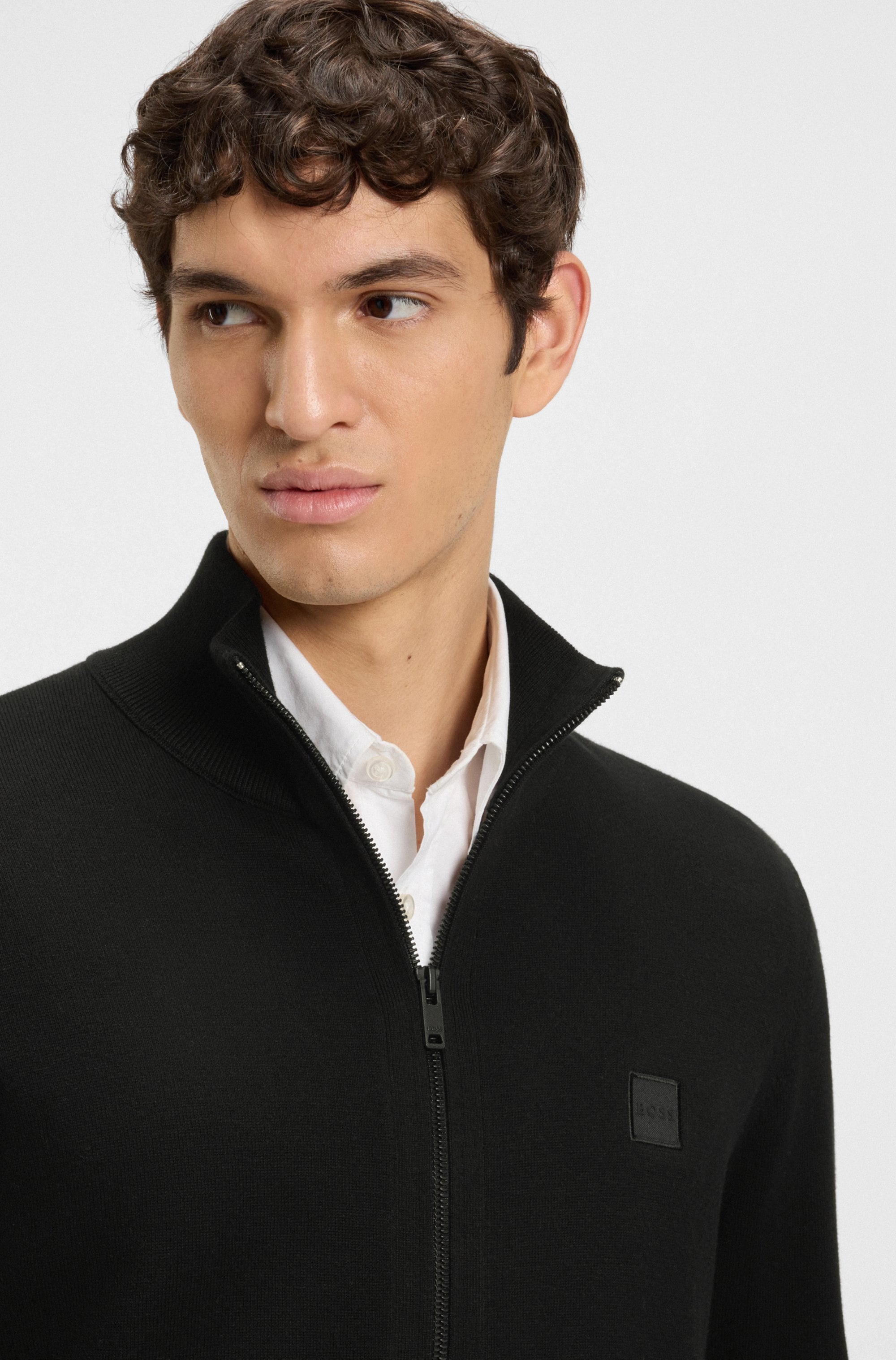 BOSS ORANGE Strickjacke »Kanozip«, mit Reißverschluss
