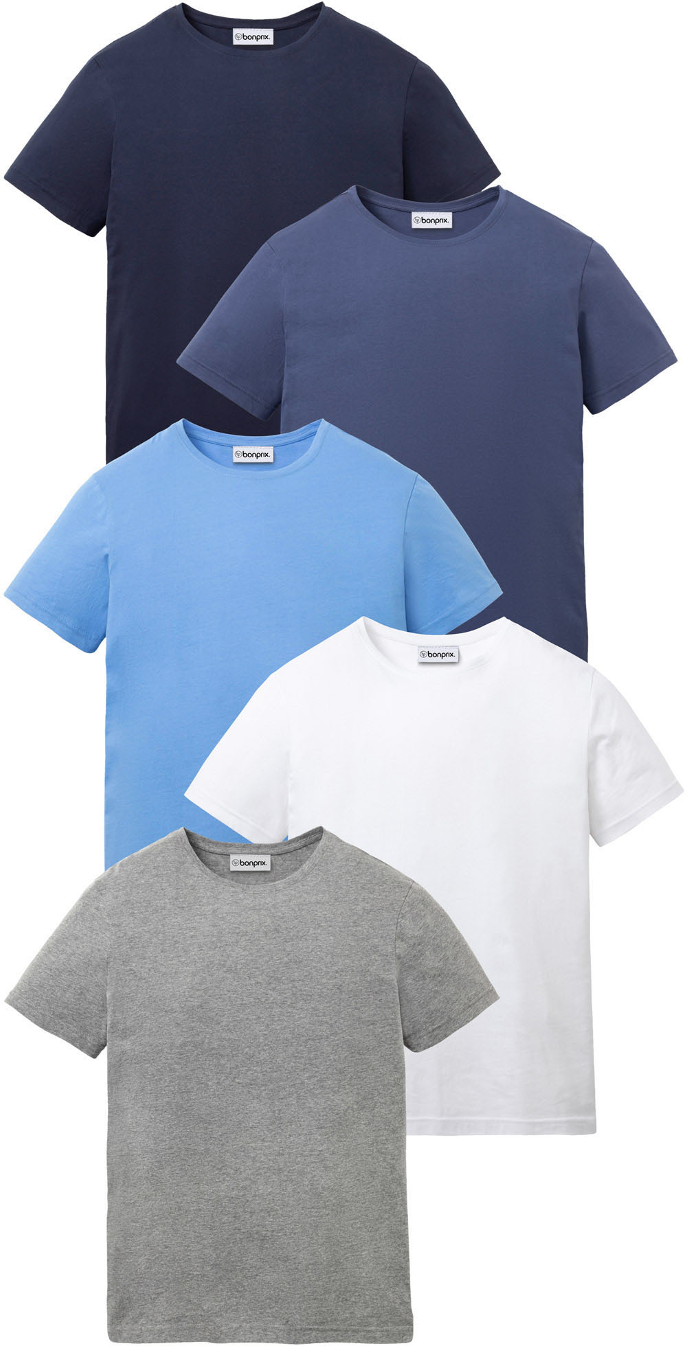 bonprix T-Shirt "T-Shirt (5er Pack)" Packung, 5er, 5 Stk. Regular Fit, Kurzarm, für warme Tage, aus Baumwolle und Viskose