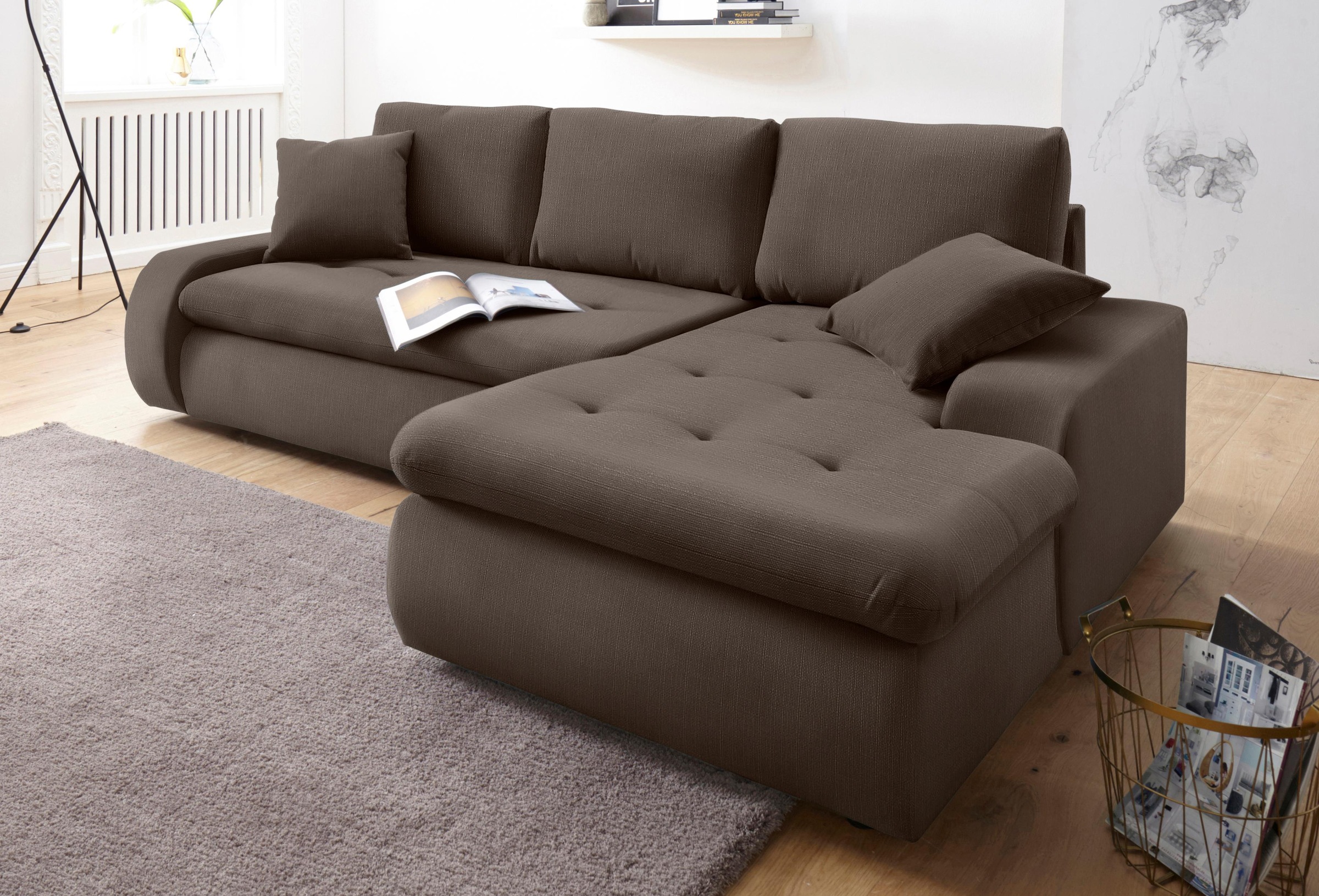 TRENDMANUFAKTUR Ecksofa »Indie II, tolle Detailverarbeitung, bequem und komfortabel im Sitz«, XL und XXL, wahlweise mit Bettfunktion, L-Form