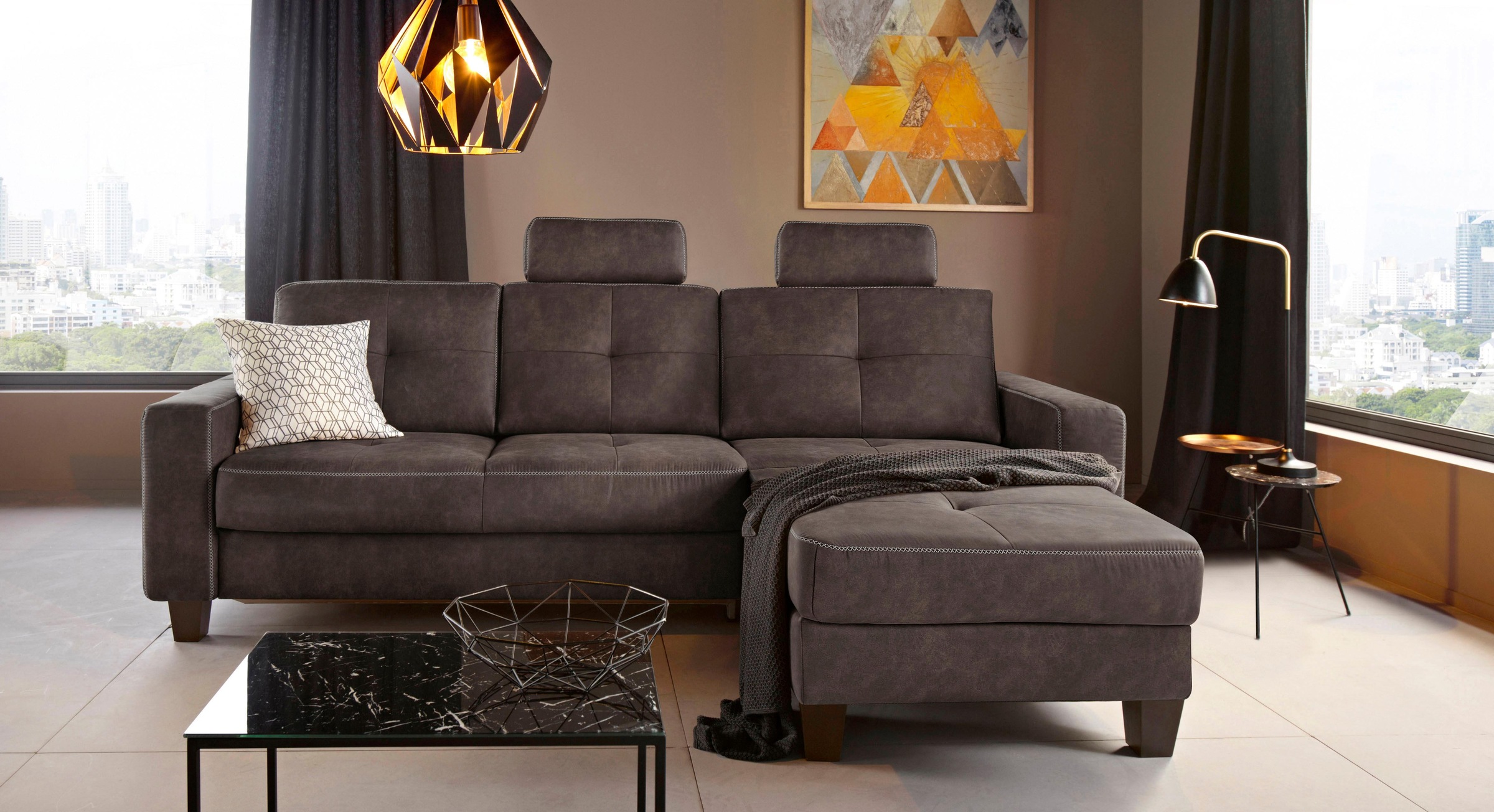 Places of Style Ecksofa "Varese L-Form", wahlweise mit Bettfunktion und Vor günstig online kaufen