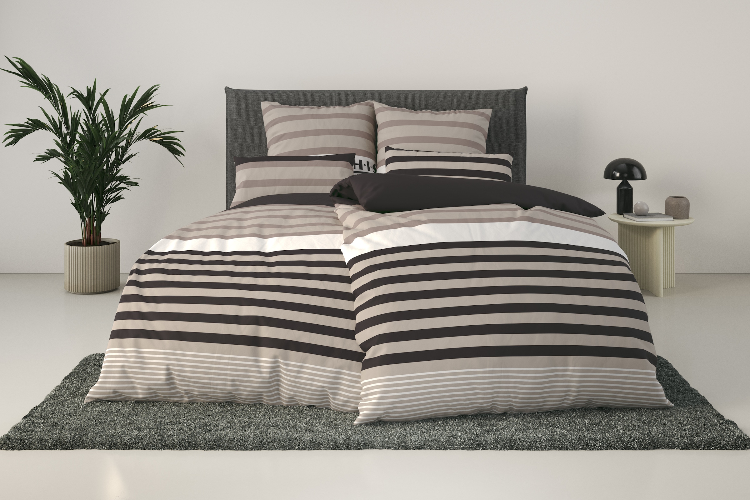 OTTO home Bettwäsche "Majoran" 3 tlg. gestreifte Bettwäsche in 4 Qualitäten, Marke H.I.S by OTTO home