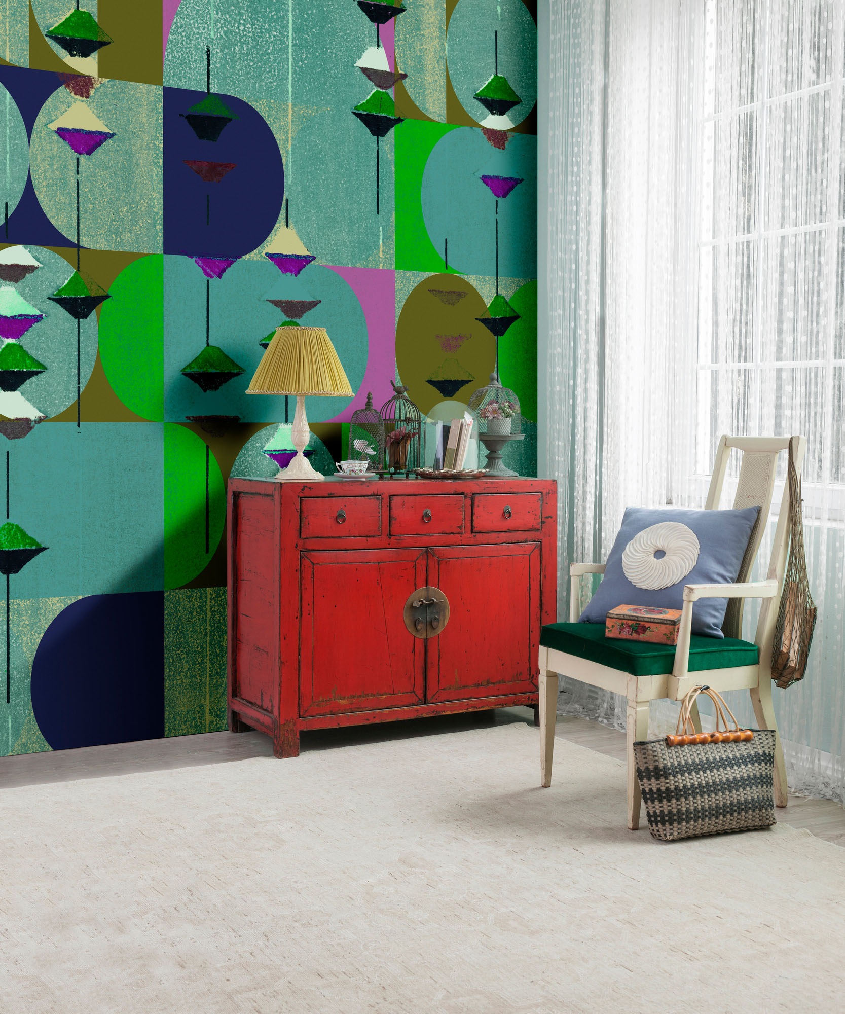 living walls Fototapete »Walls by Patel 5 Fototapete Abstrakte Kreise« geometrisch glatt Abstrakte Kreise auf 200 g/m² Premium-Vlies
