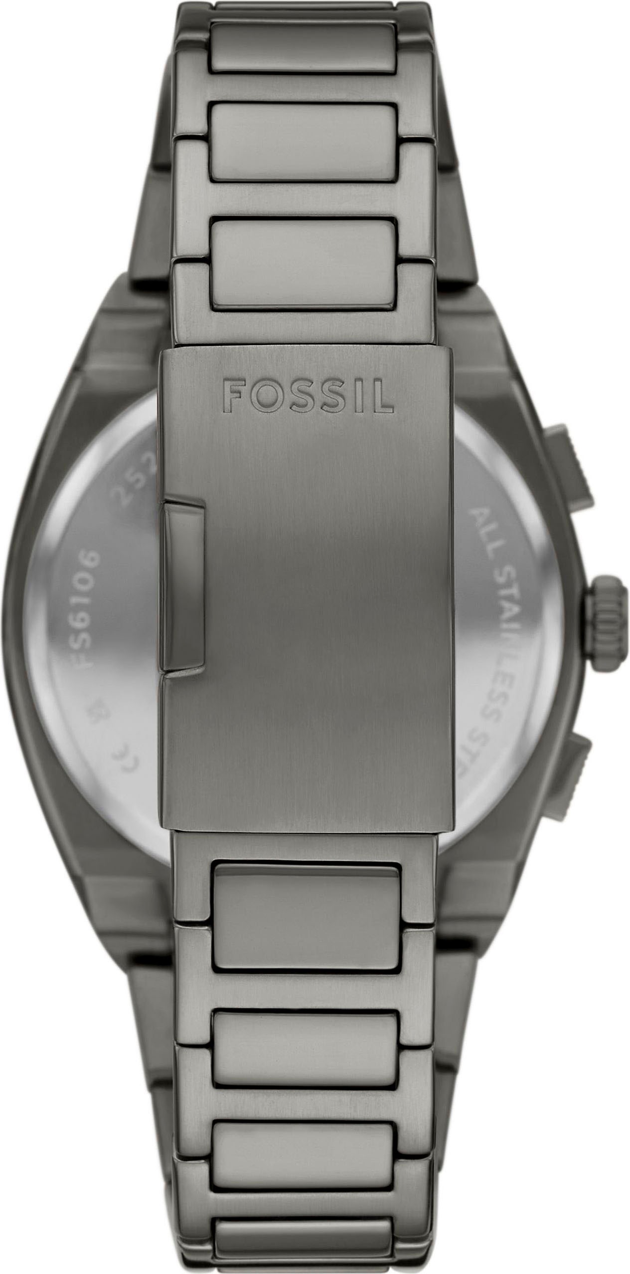 Fossil Chronograph »EVERETT«, Quarzuhr, Armbanduhr, Herrenuhr, Edelstahlarmband, analog