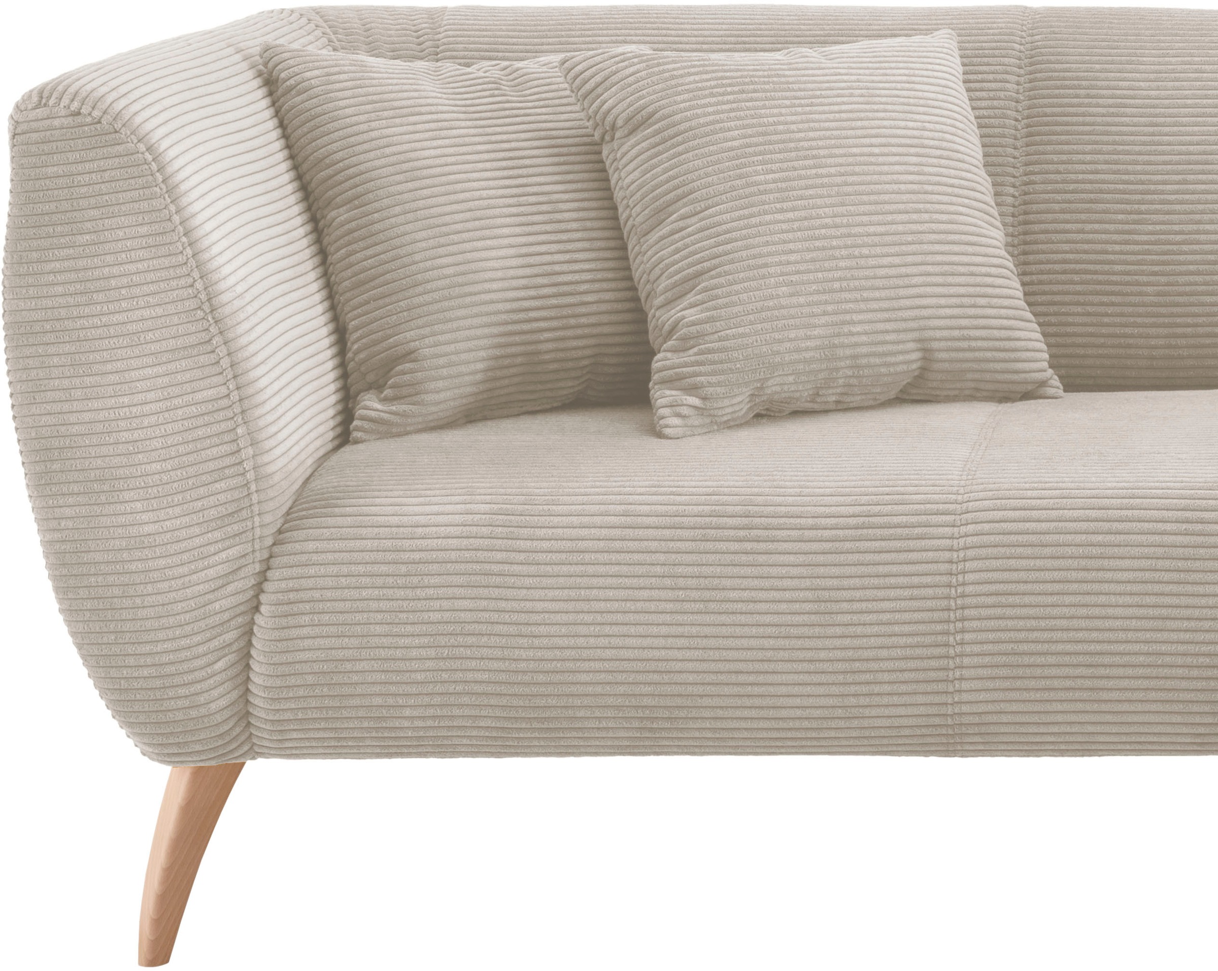 INOSIGN Ecksofa »Colori L-Form«, Holzfußfarbe wählbar, inkl. 4x Zierkissen