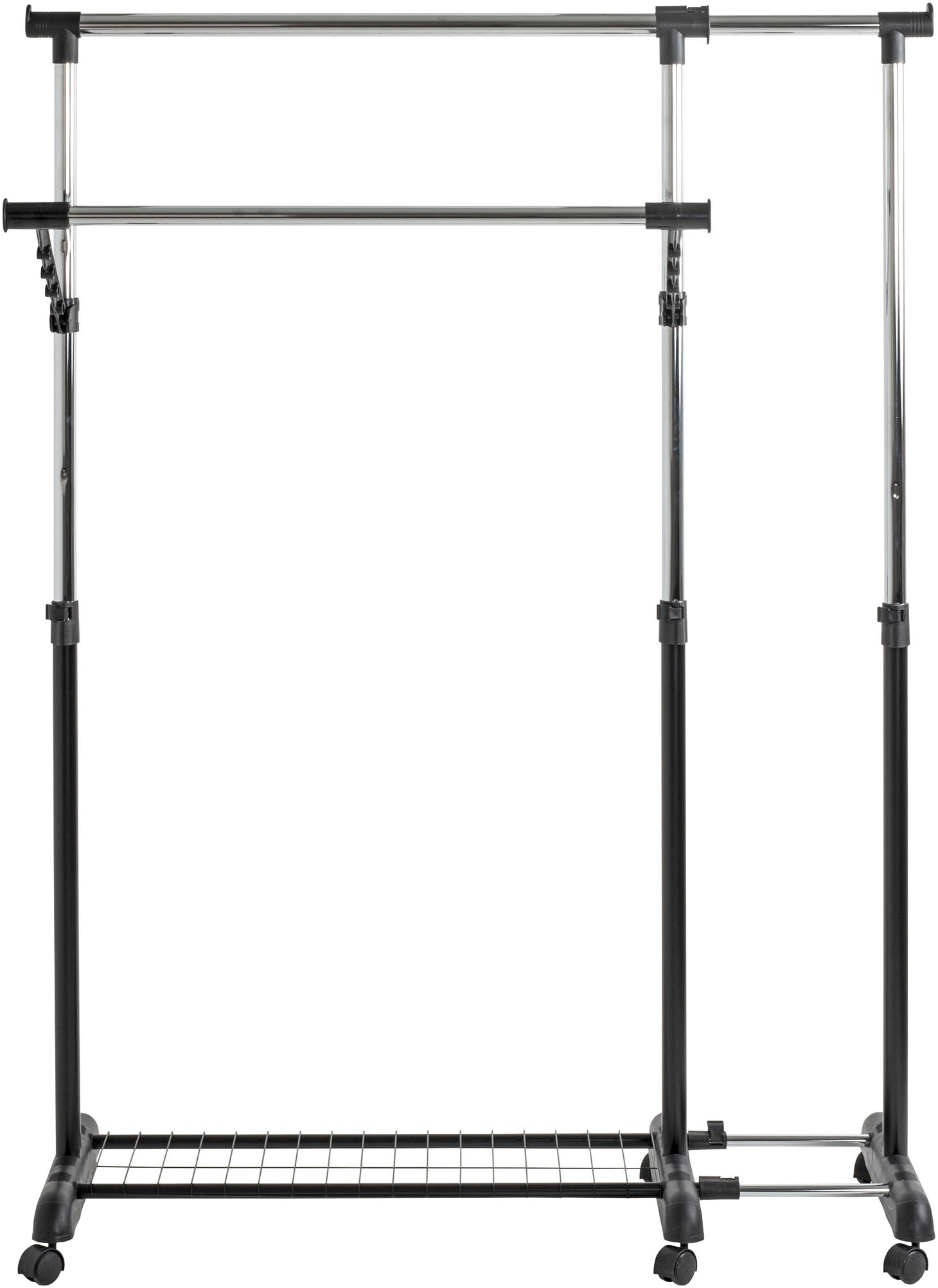 HAKU Garderobenständer "Garderobe, Garderobenständer, Kleiderständer auf Rollen, Kleiderwagen" rechteckig - aus Metall Schwarz - B/T/H 94-160/49/103-170 cm