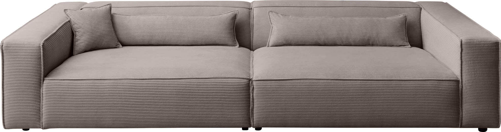 LeGer Home by Lena Gercke 3-Sitzer »PIARA, XXL Sofa mit Kedernaht, Big-Sofa in Cord oder Leinenoptik«, schwarze Füße, bequemer Sitzkomfort, extra tiefe Sitzfläche