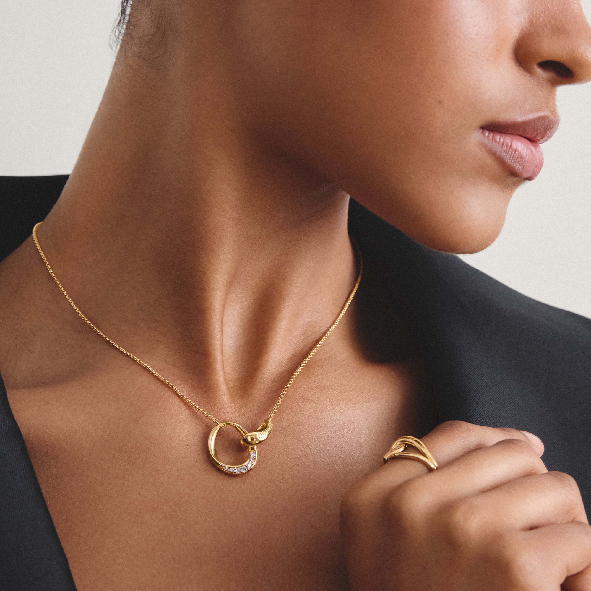THOMAS SABO Kette mit Anhänger »Together Kette groß gelbgoldfarben« mit Zirkonia (synth.)
