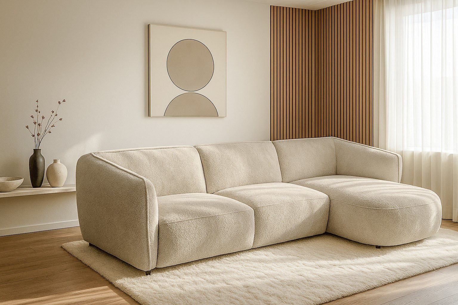 OTTO home Ecksofa "OSTRUP Rundsofa, L-Form, Naturtöne, Boucle oder Chenille" Breite 280 cm, organische Form mit sanften Rundungen