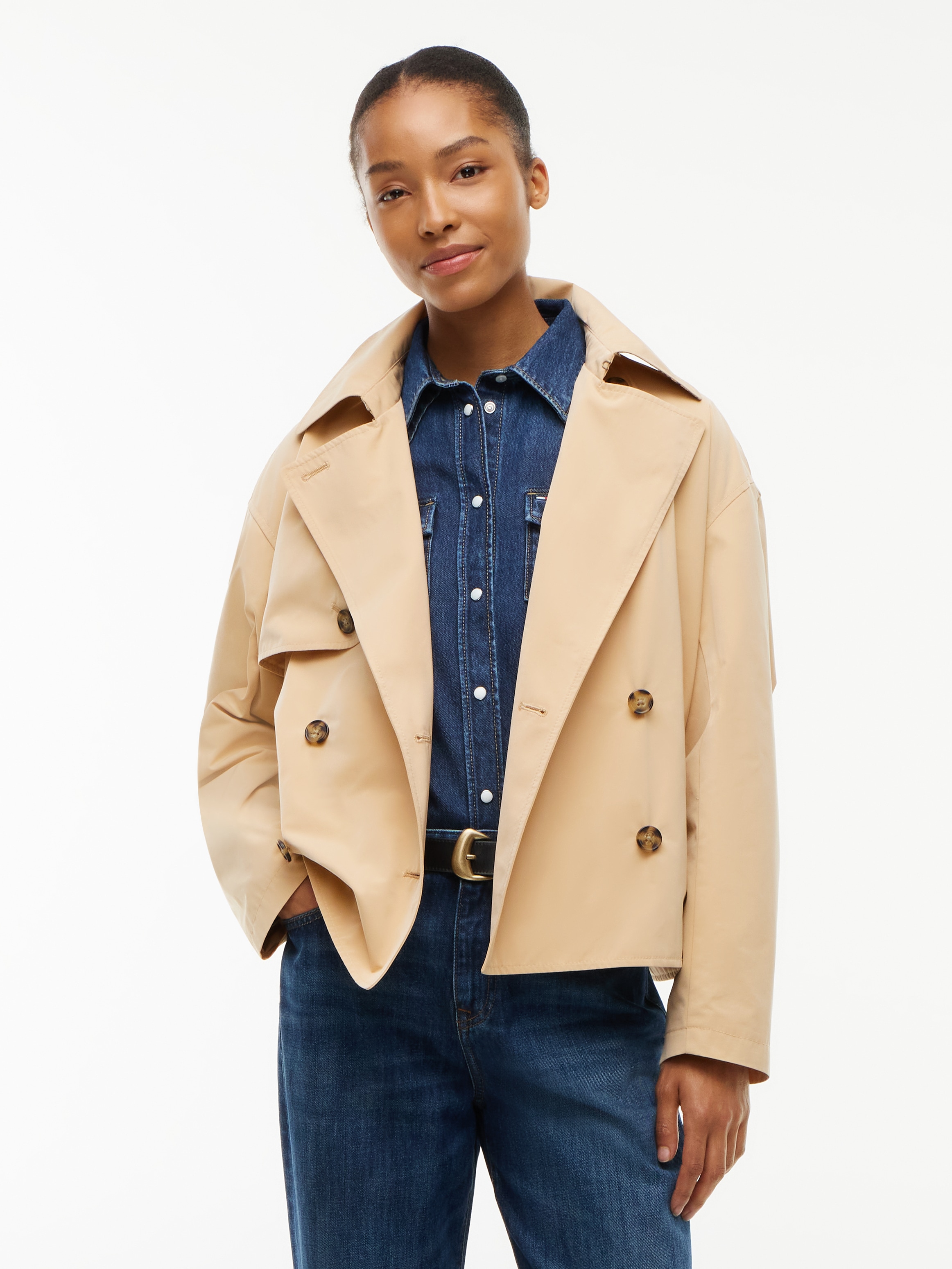 Tommy Jeans "TJW SHORT TRENCH JACKET" Materialmix