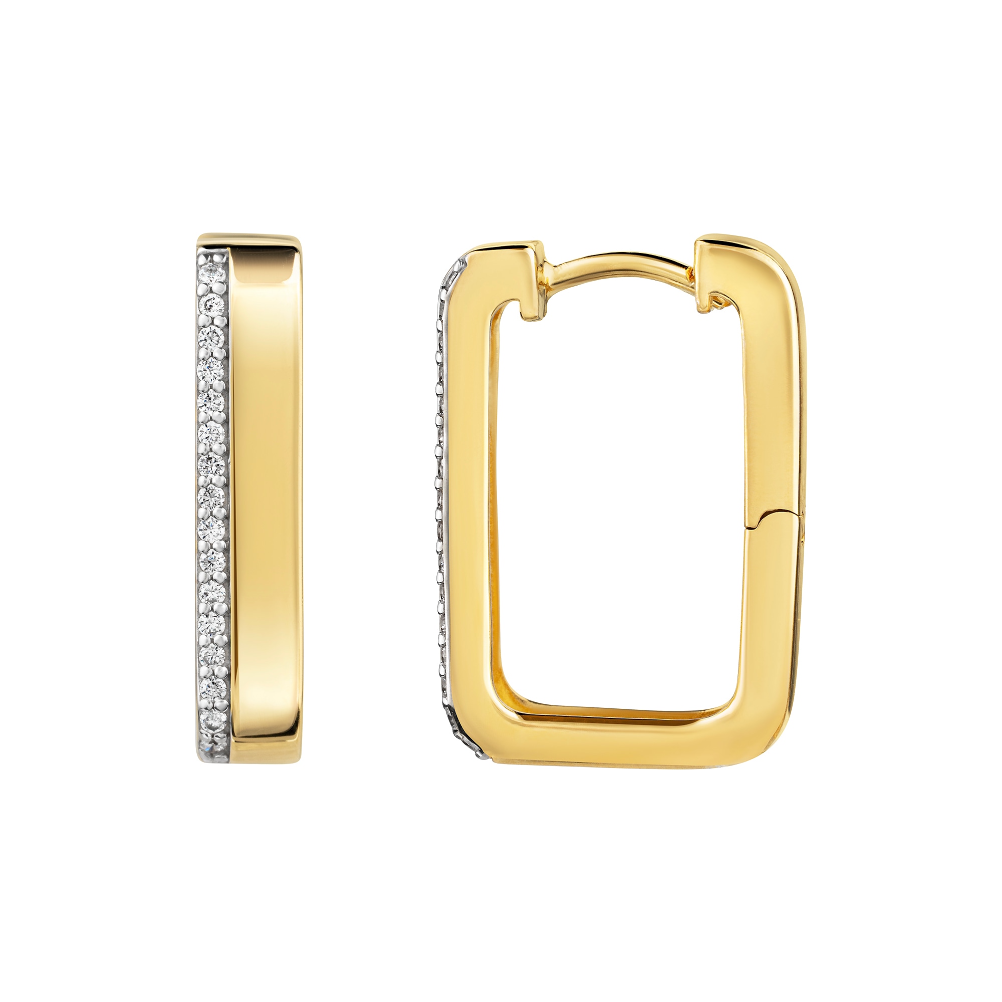 Firetti Hoop Earrings Yellow Gold Silver White