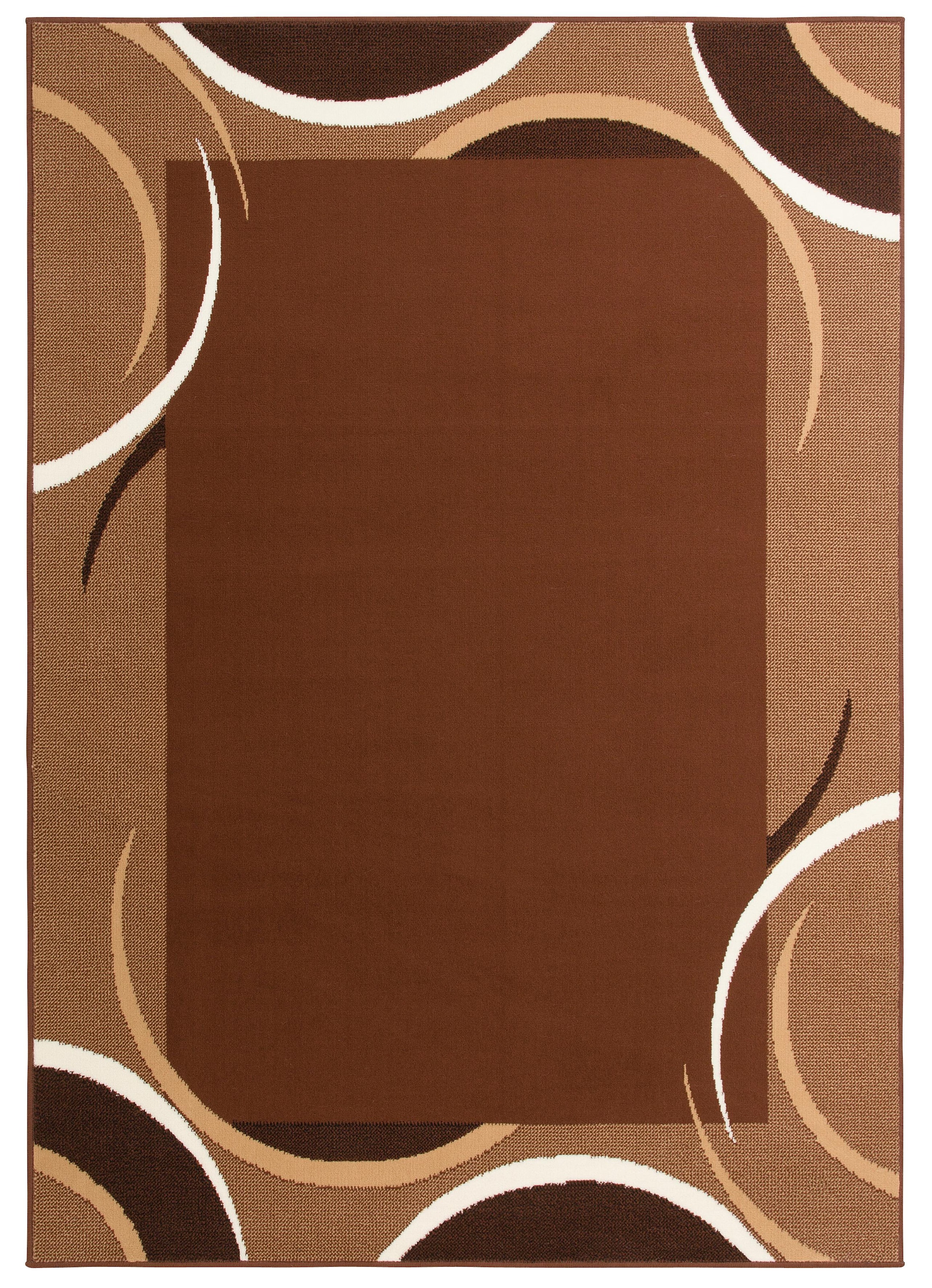 Teppich OTTO HOME "Noah" Gr. 1, braun, B:60cm H:7mm L:110cm, Kunstfaser, Teppiche, Teppich, weiche Haptik, Teppich mit Bordüre, Kurzflor, verspieltes Design