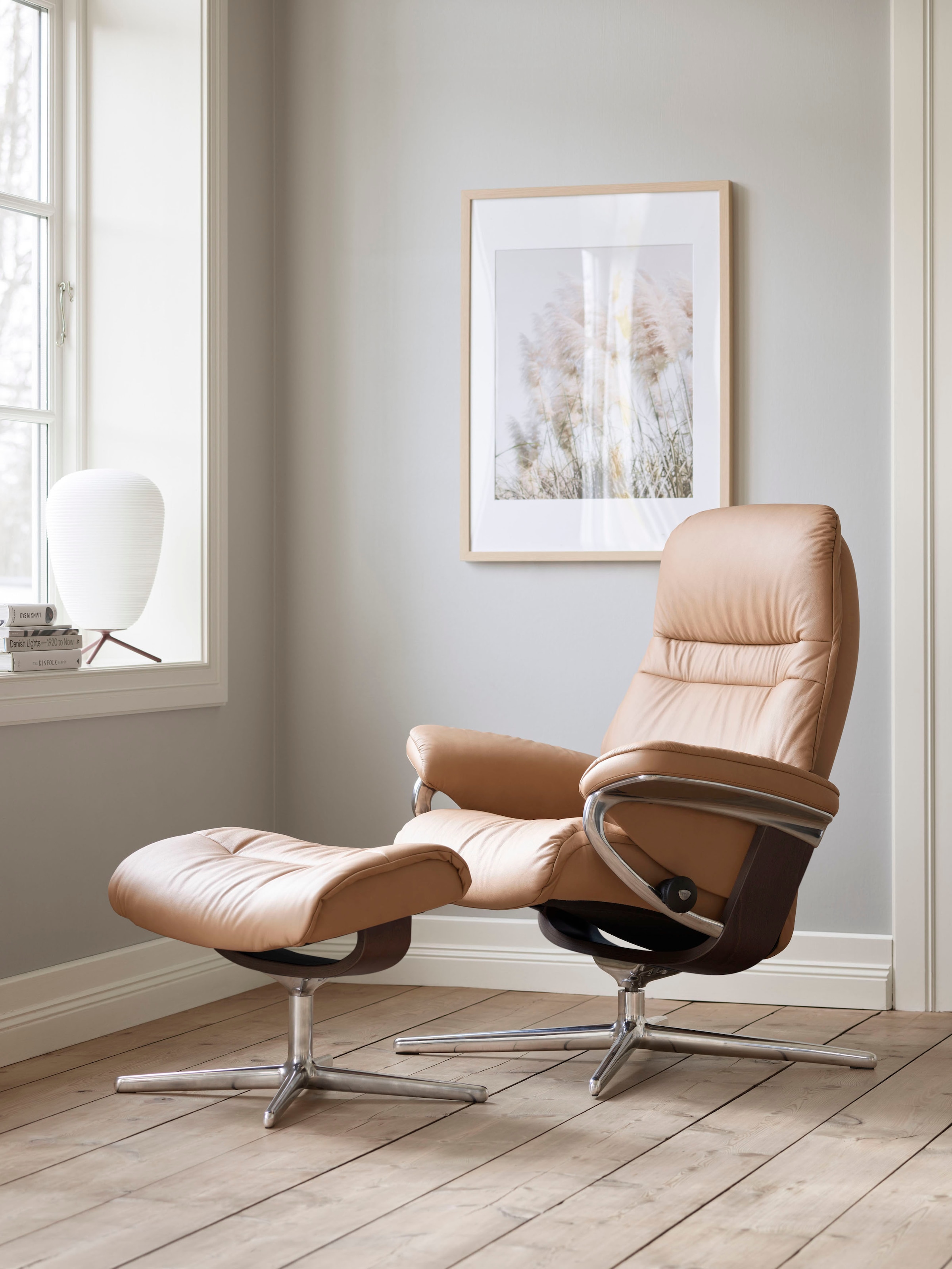 Stressless Relaxsessel "Sunrise" mit Cross Base, Größe S, M & L, Holzakzent Braun