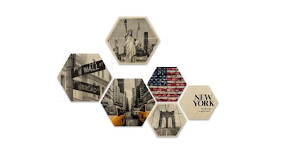 Wall-Art Mehrteilige Bilder »New York Collage Stadt Holzdeko«, (Set, 6 St.) kaufen