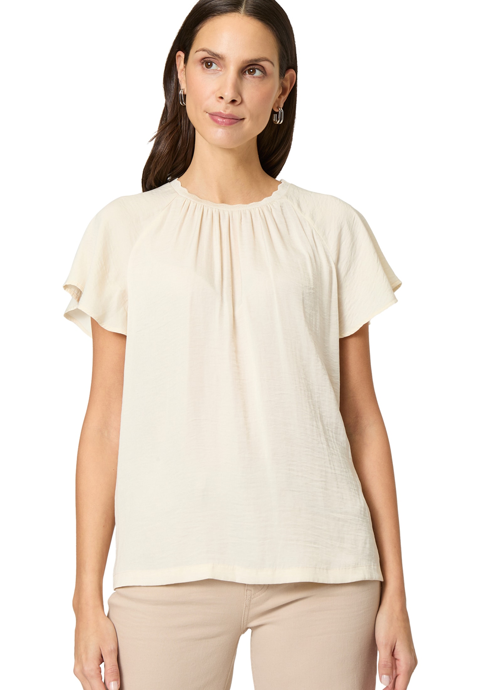 Zero Shirtbluse "zero Damen Blusenshirt mit kurzen Rüschenärmeln" günstig online kaufen