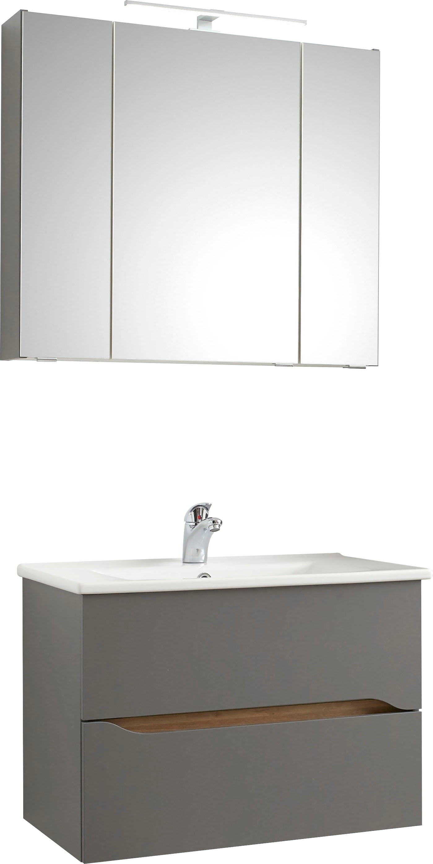 Saphir Badmöbel-Set "Quickset 2-teilig, Keramikwaschtisch mit LED-Spiegelsc günstig online kaufen