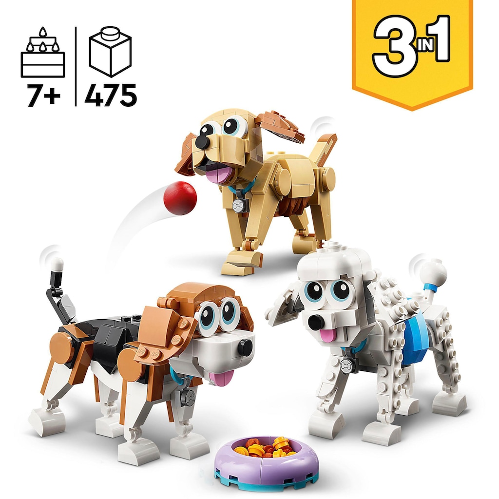 LEGO® Konstruktionsspielsteine »Niedliche Hunde (31137), LEGO® Creator 3in1«, (475 St.)