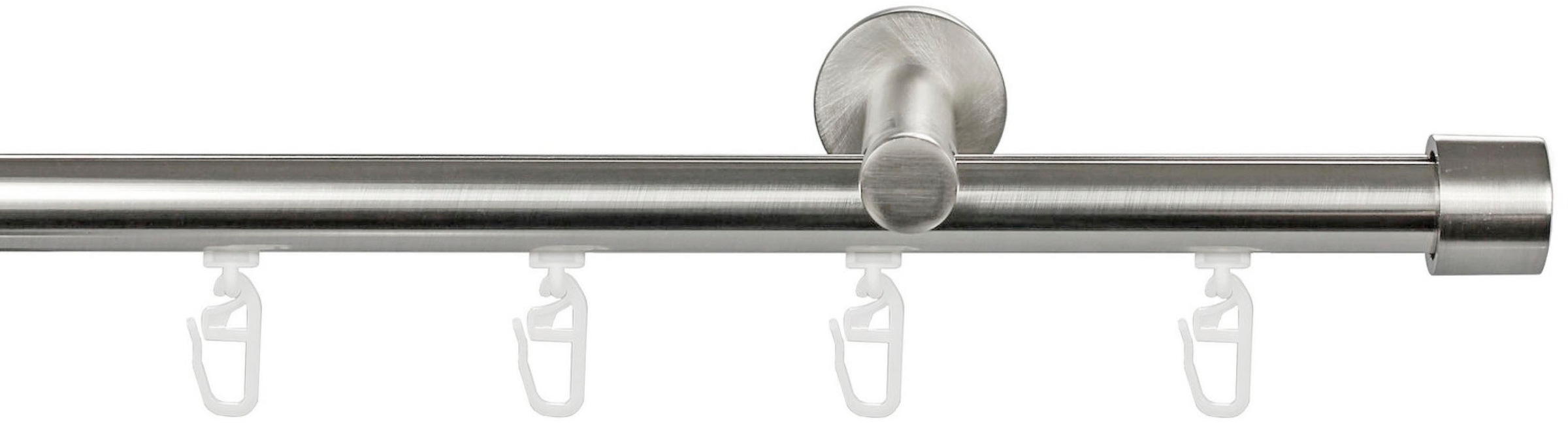 GARESA Gardinenstange »CHAPEAU«, 1 läufig-läufig, Wunschmaßlänge, Vorhanggarnitur, mit Ringe und Haken, verlängerbar, edelstahl optik