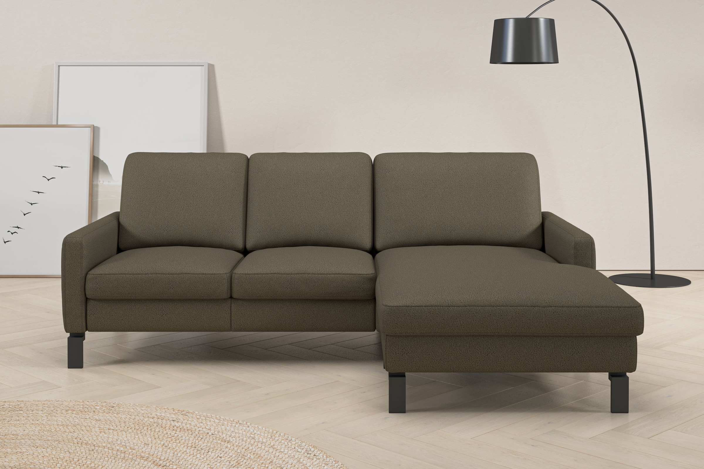 Home affaire Ecksofa "Lecce, L-Form, Federkernpolsterung, Breite 224 cm" inkl. saugroboterfreundliche Höhe & schmale Armlehnen