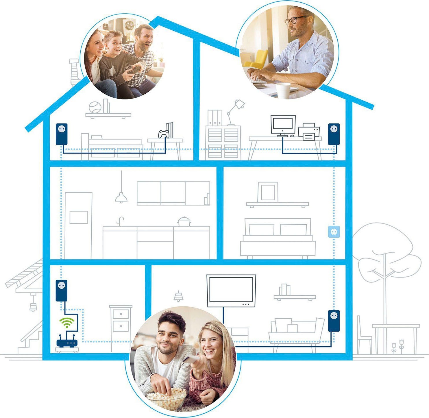 DEVOLO Smart-Stecker »Magic 1 LAN Starter Kit (1200Mbit, Powerline, 2x GbitLAN, Heimnetz)«, (2 St.)