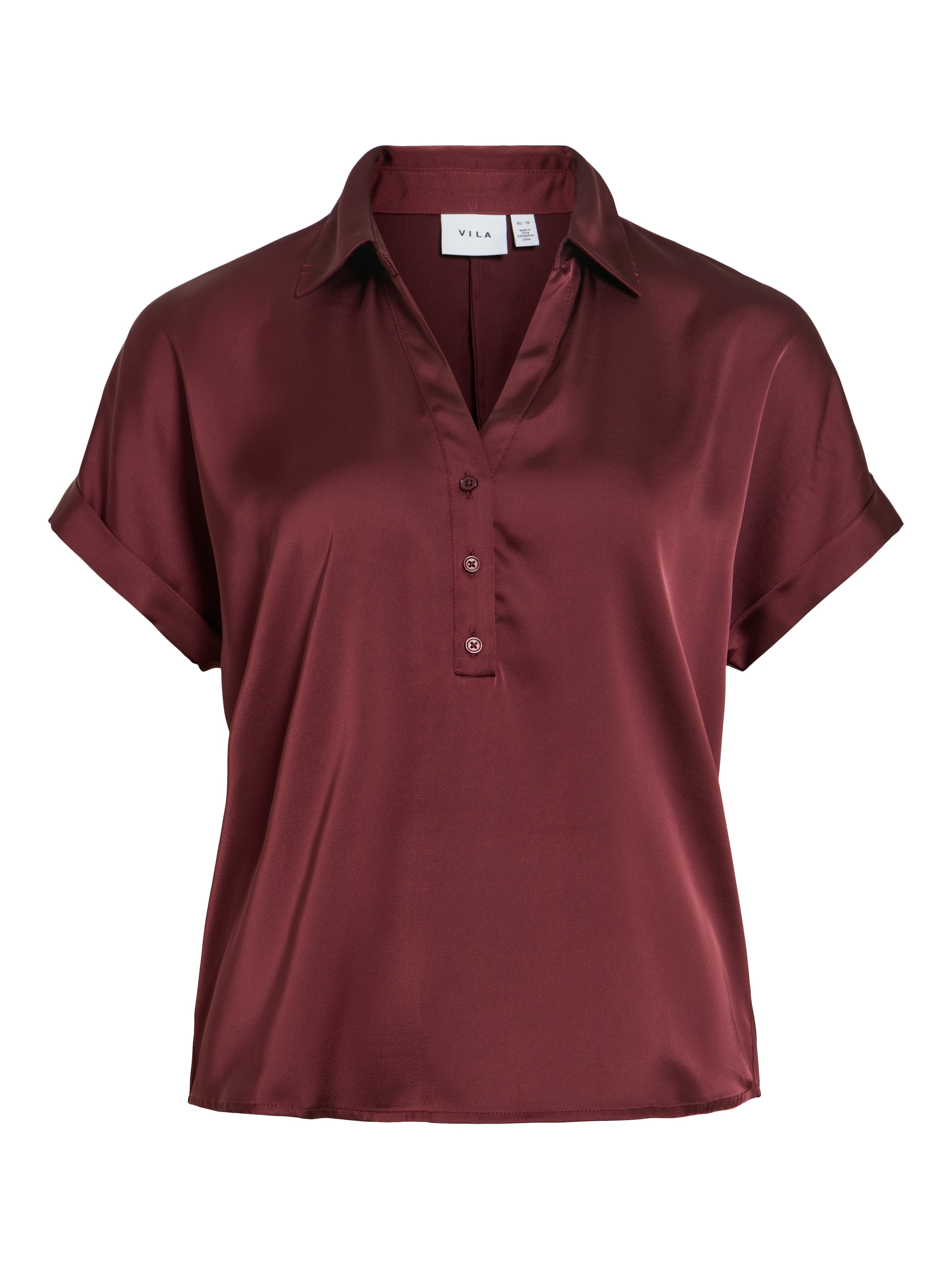 Vila Kurzarmbluse »VIENNA RAVENNA S/S TOP - NOOS« Kunstfaser, regular fit