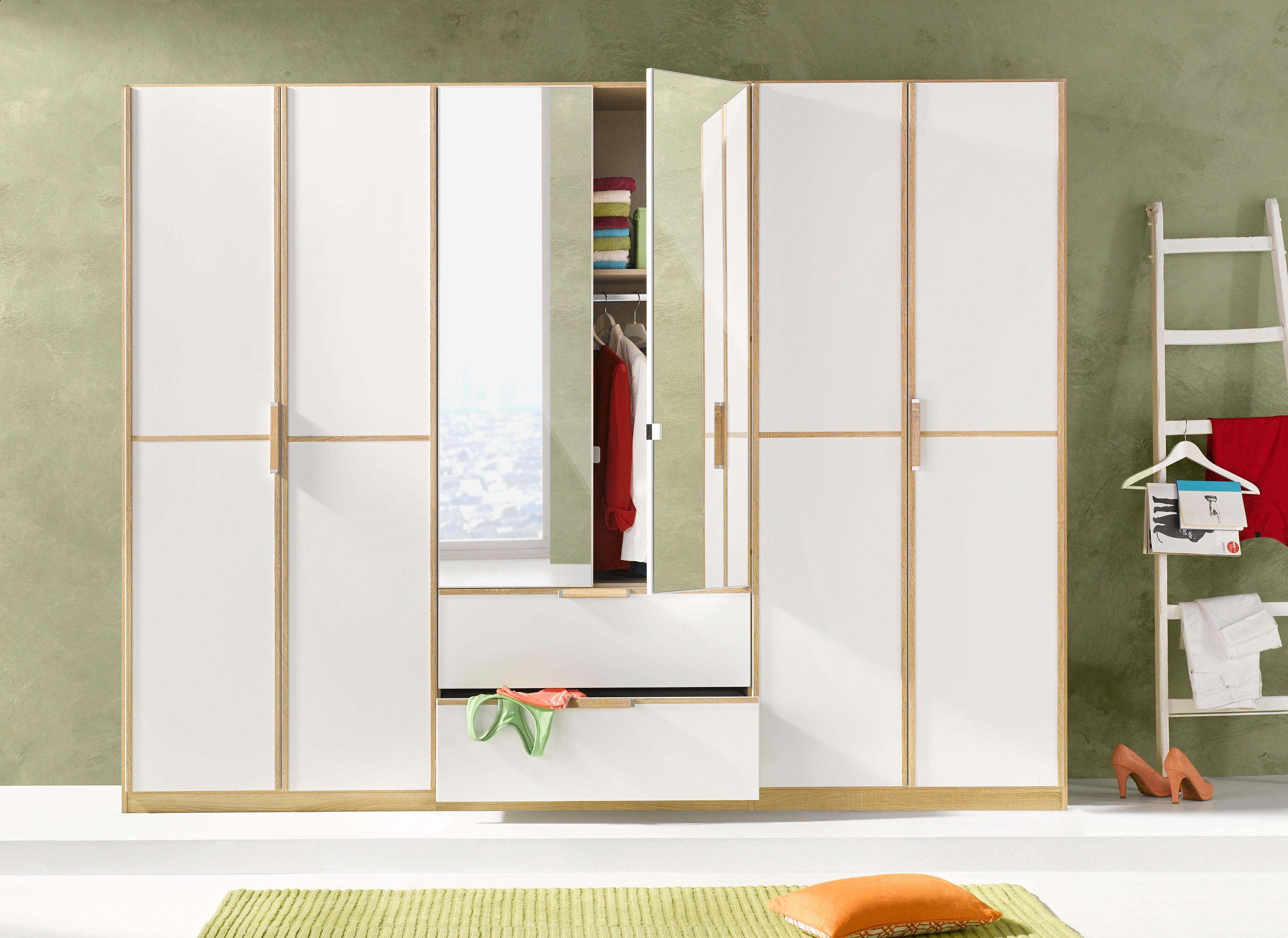 rauch Kleiderschrank "Schrank Drehtürenschrank Garderobe Ankleide Schlafzimmer ESSENSA" Breiten: 136/181/226/271 cm, Höhen 210/229 cm, voll aufgelegte Spiegeltüren, 2 große Schubladen MADE IN GERMANY