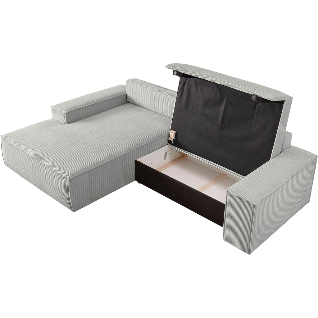 Ecksofa SHERWOOD Schlafsofa, mit Bettkasten, Cord-Bezug