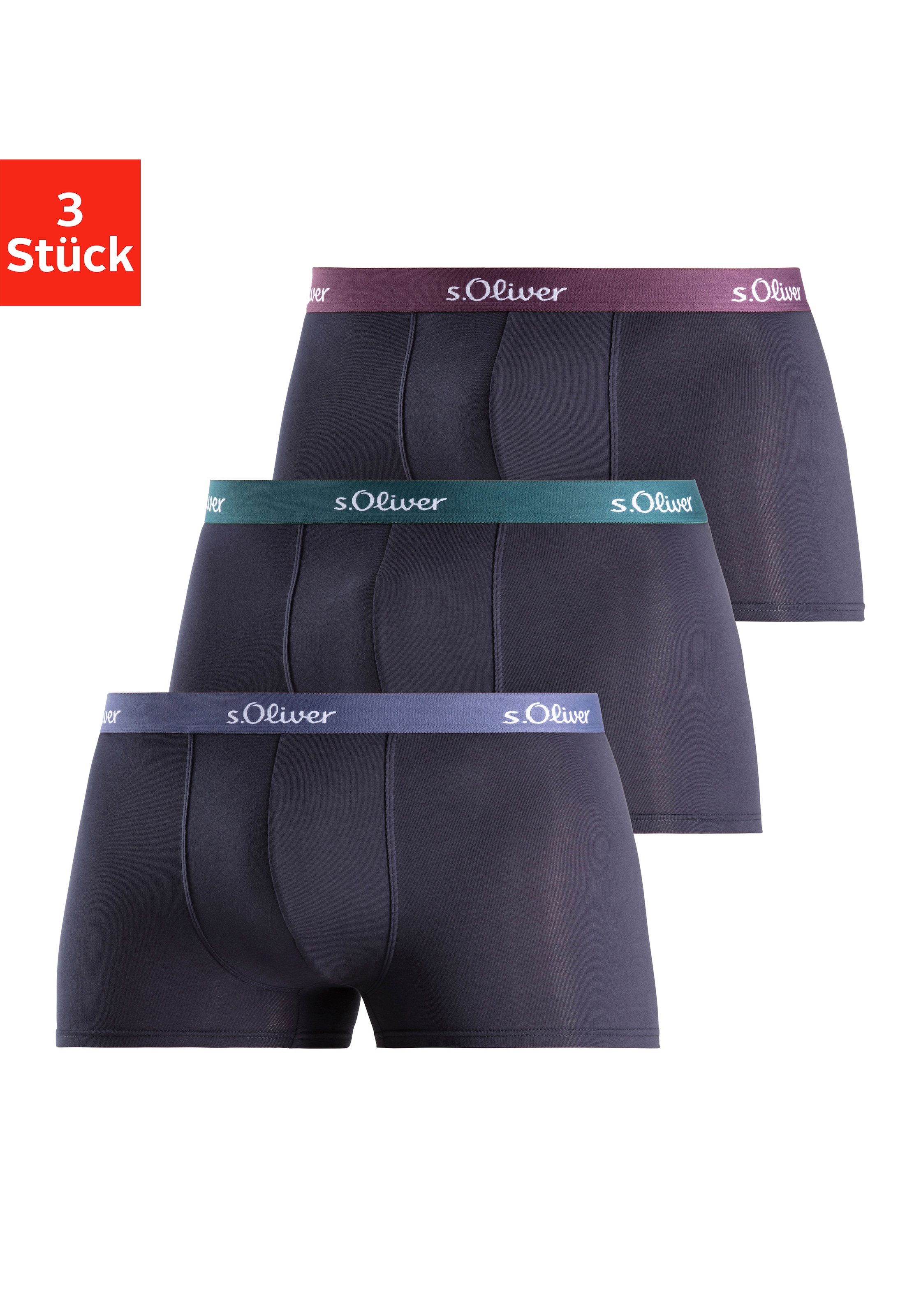 s.Oliver Boxer "Boxershorts für Herren" 3 Stk. tlg., klassisches Basic für günstig online kaufen