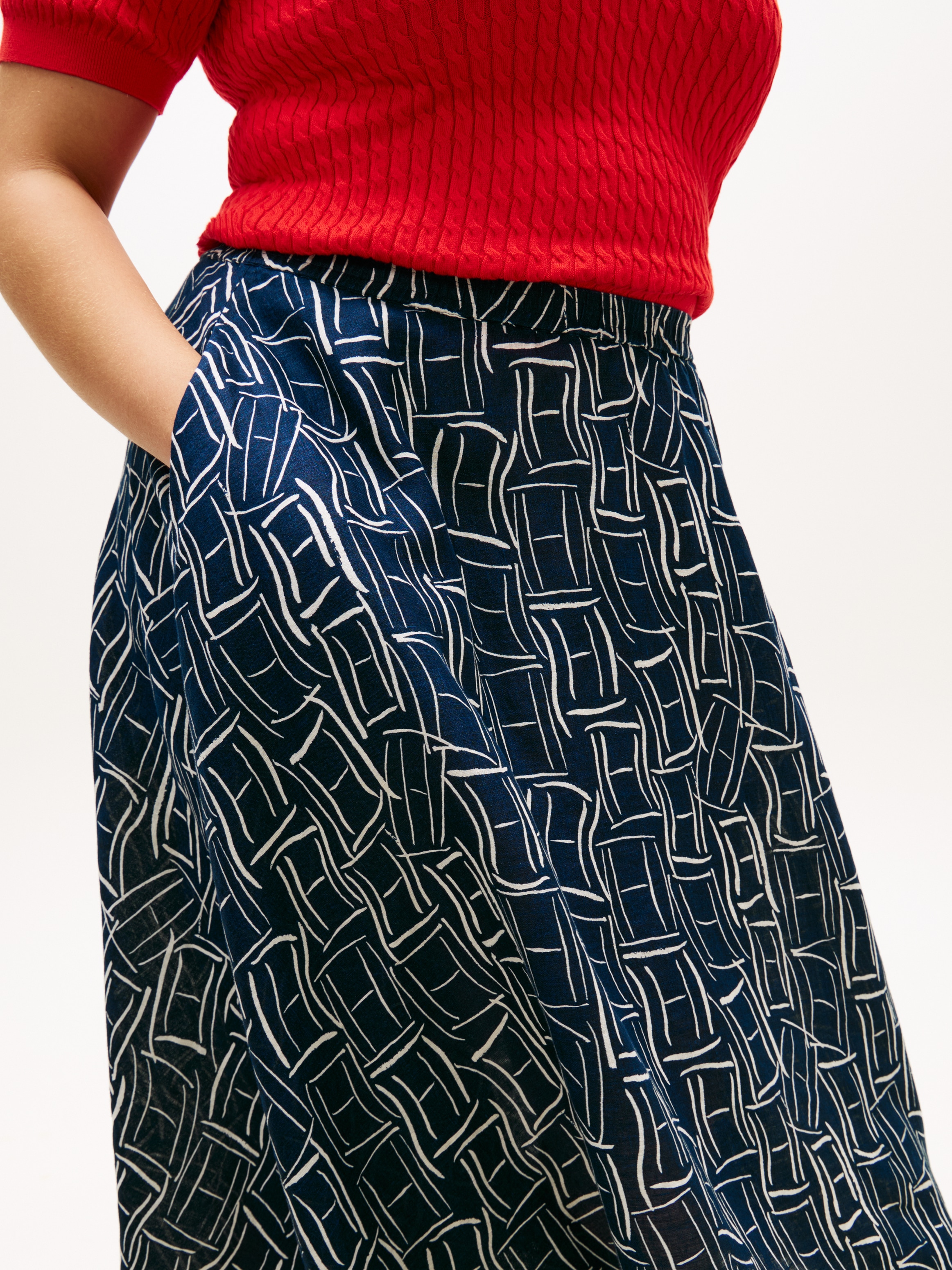 Tommy Hilfiger Curve A-Linien-Rock »CRV ESS LINEN FLARE SKIRT« in großen Größen, ausgestellte Form