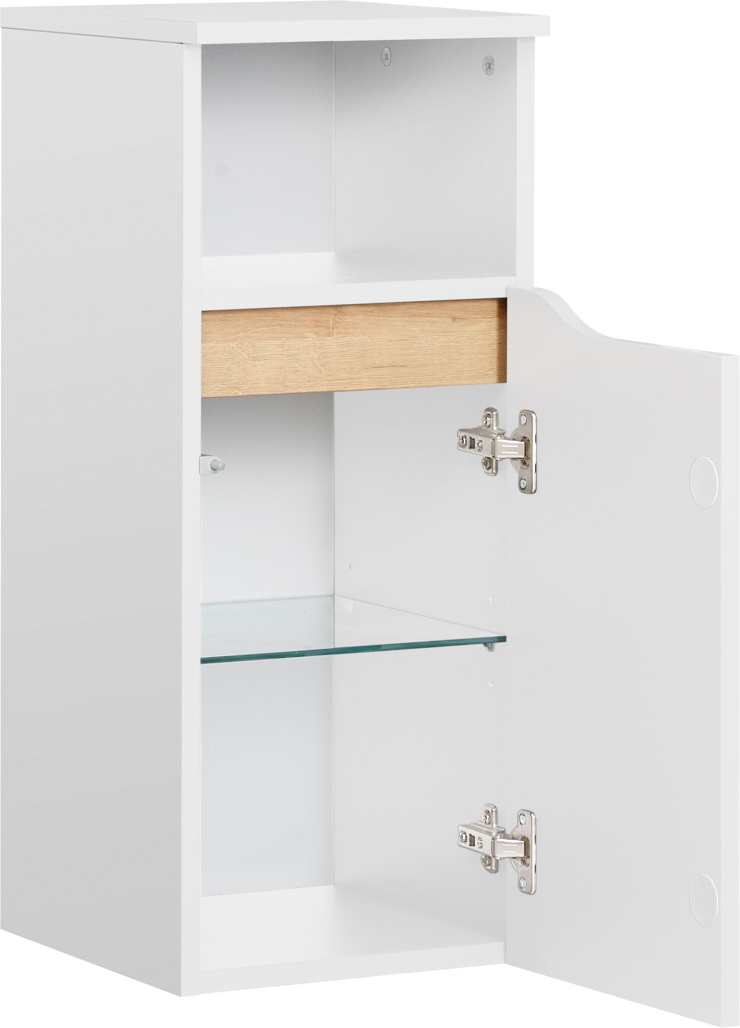 Saphir Badmöbel-Set »Quickset 4-teilig, Keramik-Waschtisch und LED-Spiegelschrank«, (6 St.), Midischrank, Unterschrank, inkl. Türdämpfer, 6 Türen, 2 Schubladen