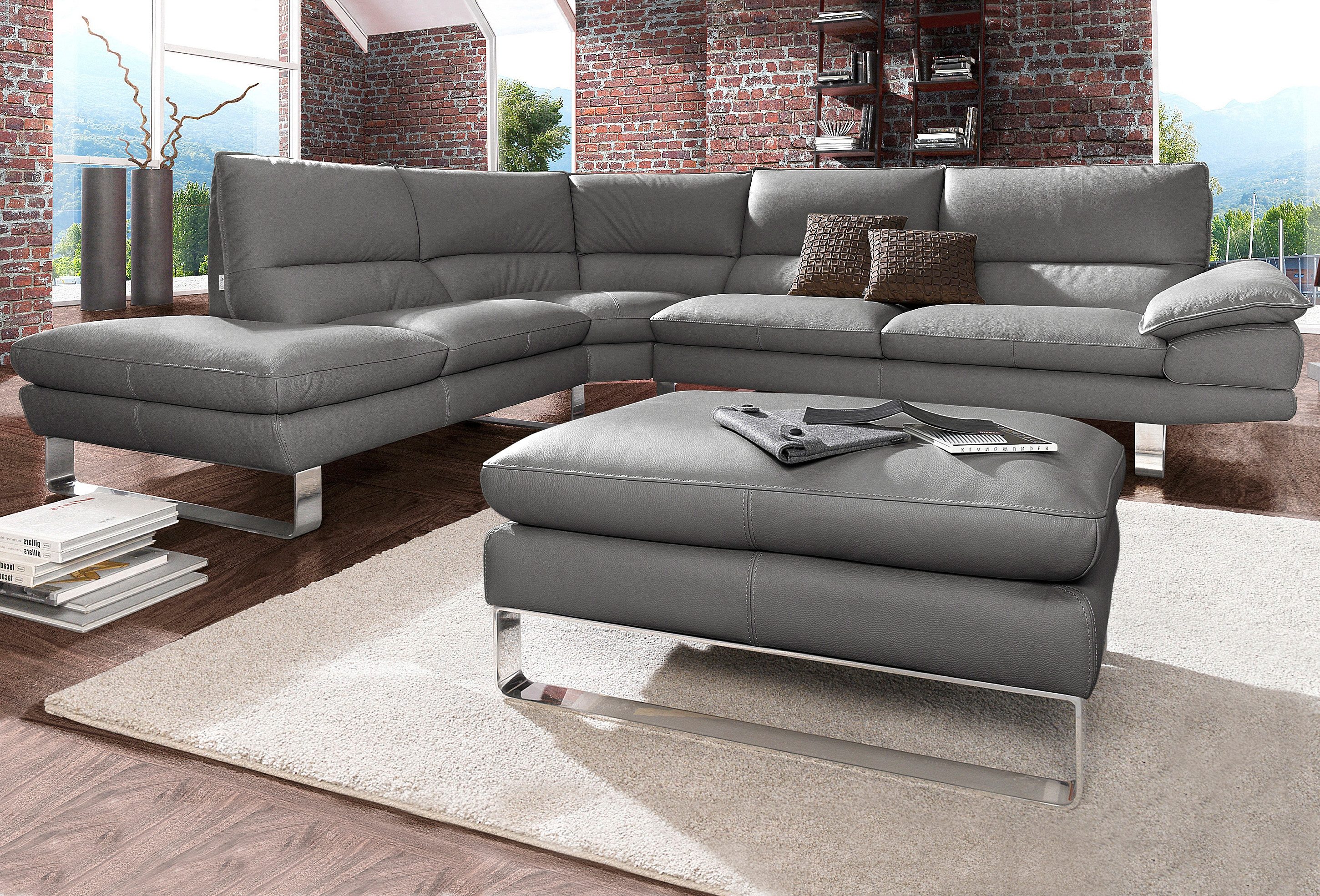 CALIA ITALIA Ecksofa "Dave, italienisches Designsofa mit erstklassigem Sitzkomfort, L-Form" mit tollen Lederbezügen