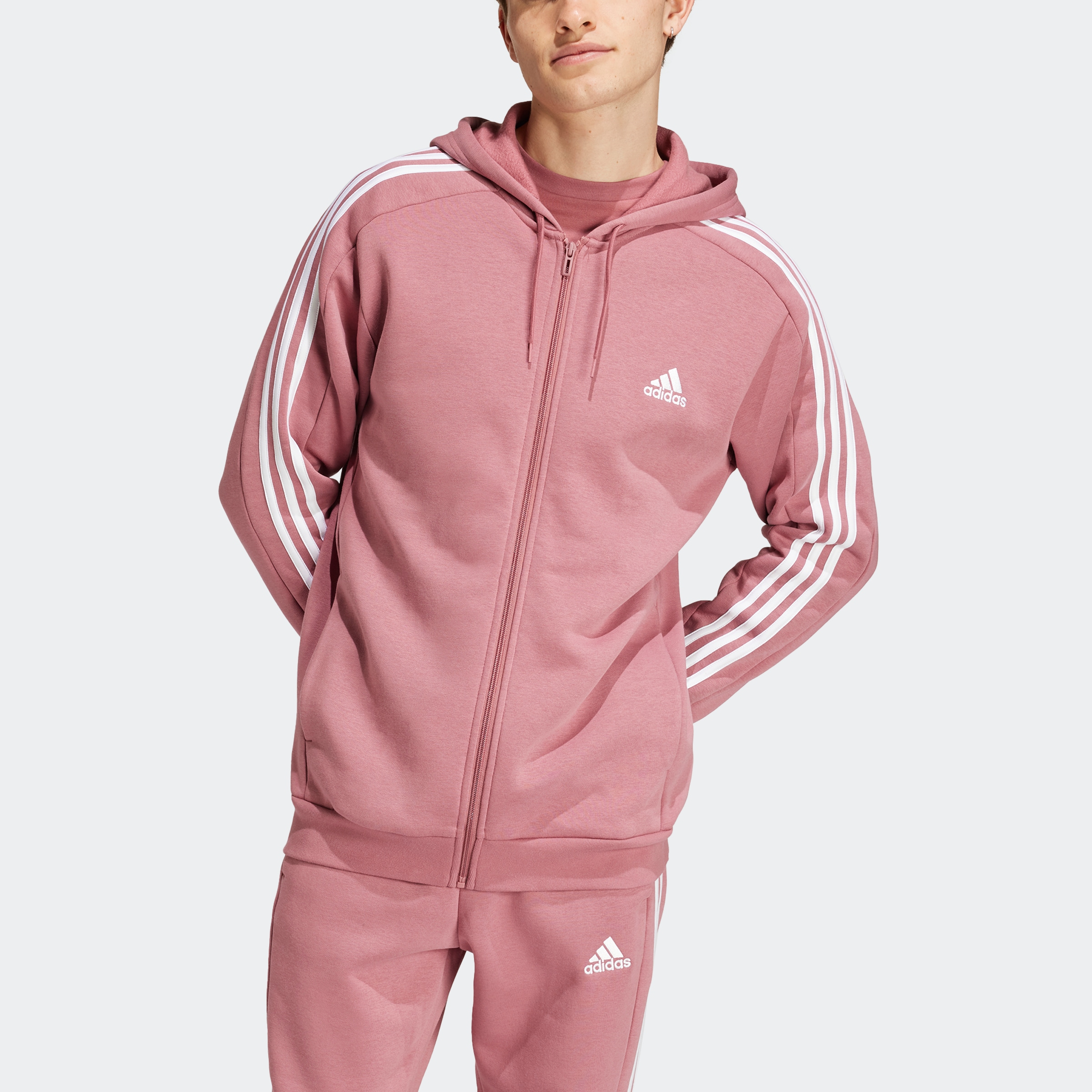 adidas Sportswear Kapuzensweatjacke »M 3S FL FZ HD«, angenehmes Material aus Baumwollmix