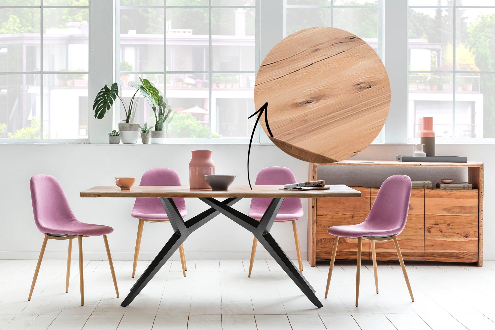 SIT Esstisch, Design-Gestell im industriellen Antiklook